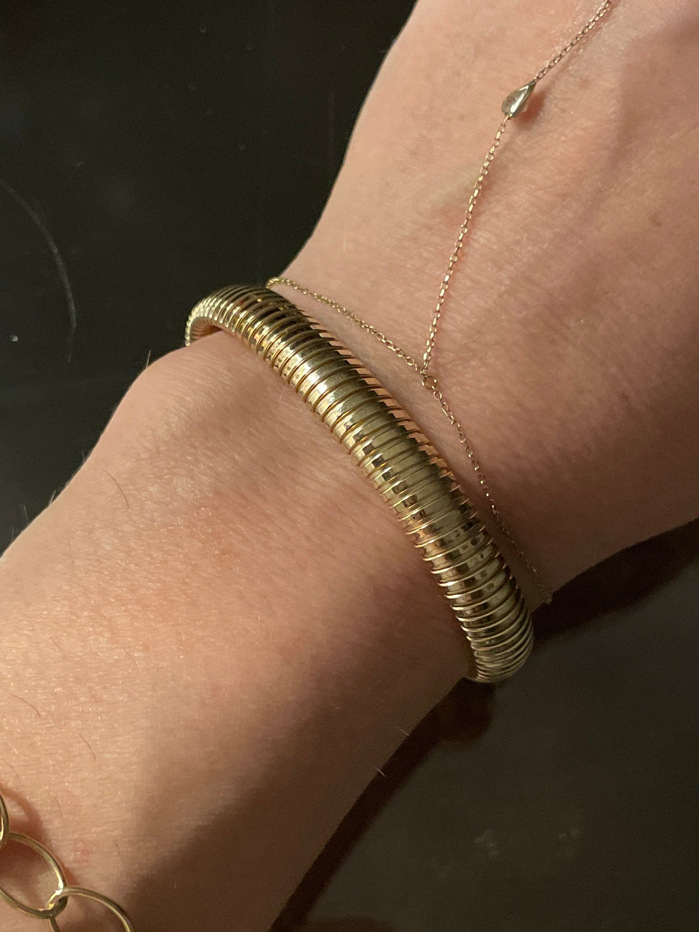 14K Yellow Gold 9mm 7” Tubogas Bracelet