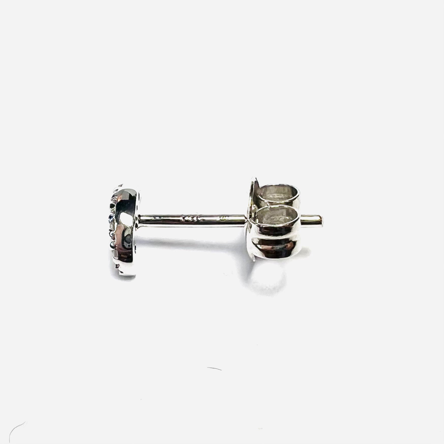 14K White Gold Crescent Moon Diamond Single Stud 6x3mm