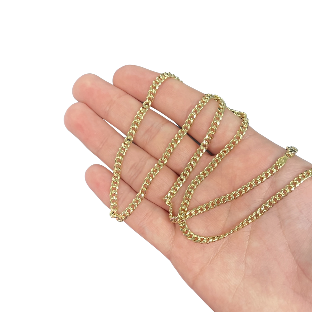 Solid 14K Yellow Gold Cuban Link Necklace Chain