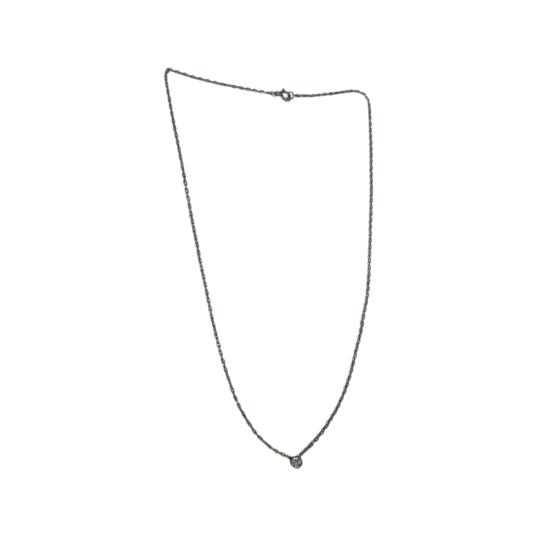 .27CT Old Mine Cut Diamond Solitaire Platinum Necklace