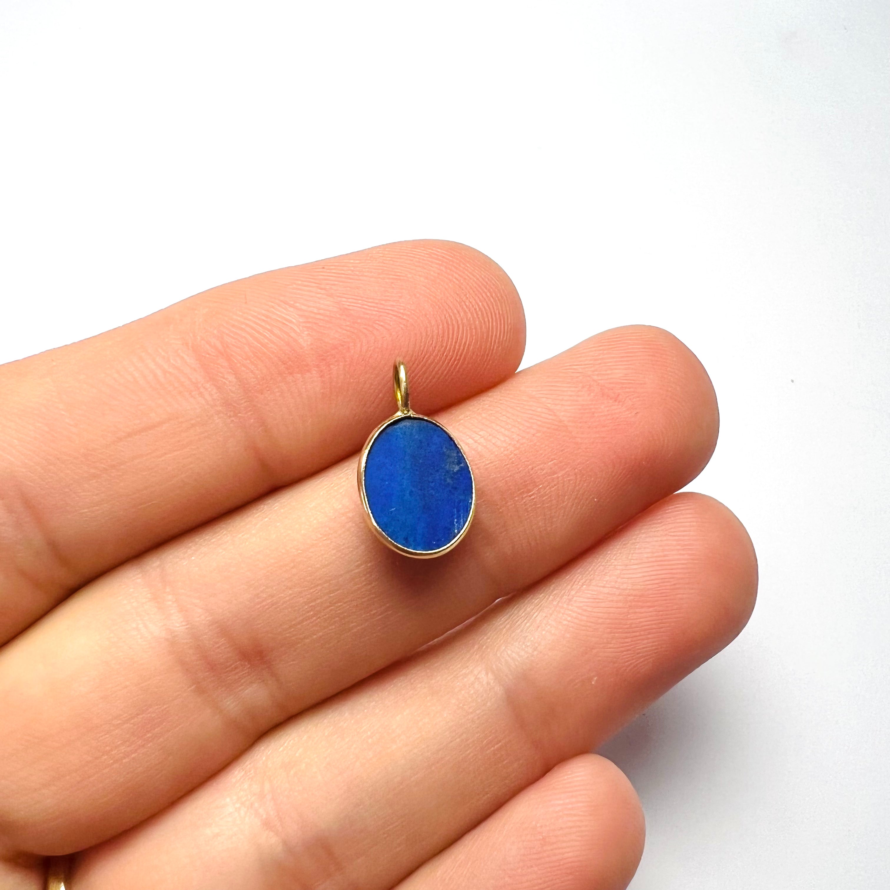 14k Lapis Yellow Gold Pendant Charm 15x9mm