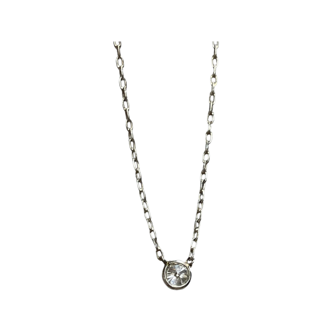 .27CT Old Mine Cut Diamond Solitaire Platinum Necklace
