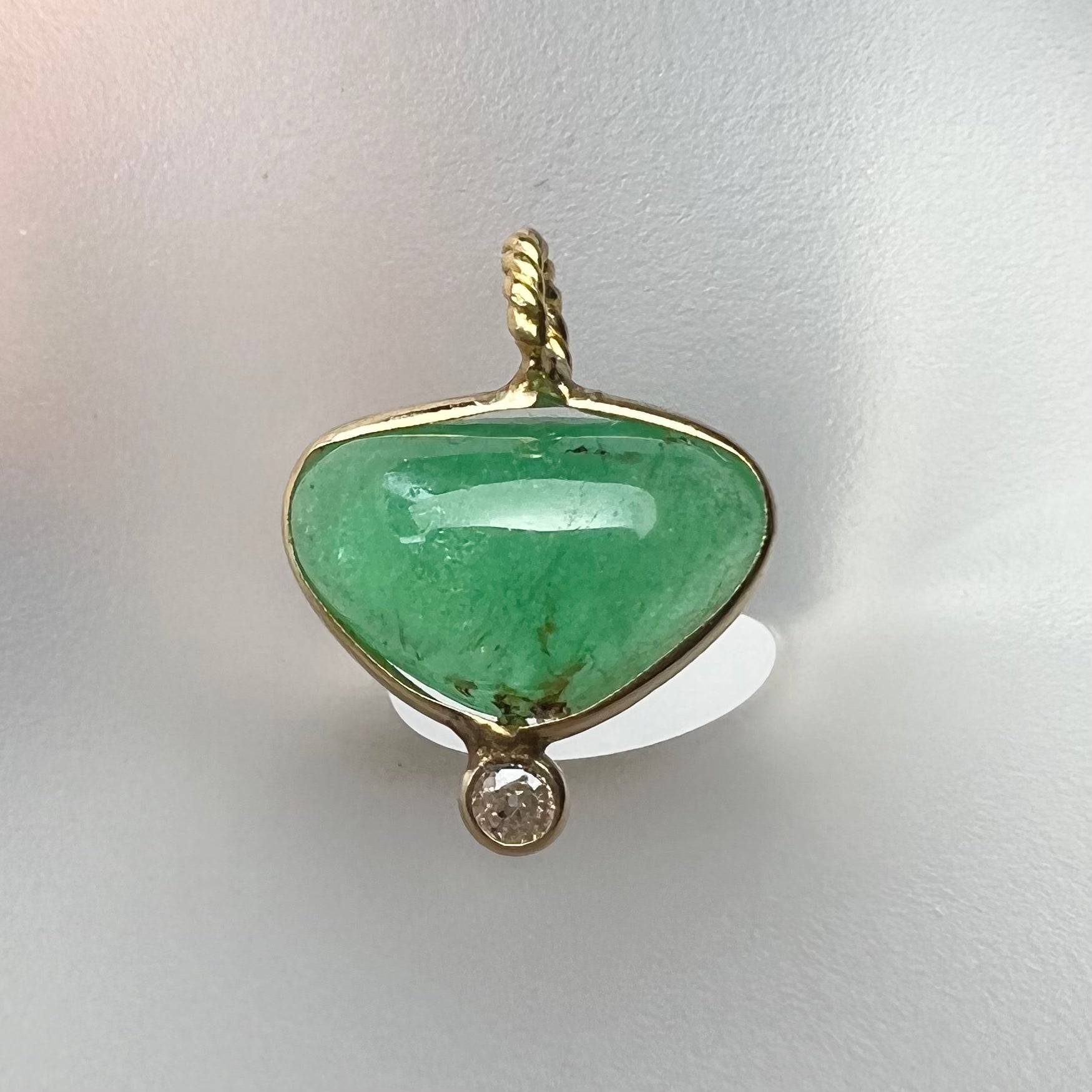 3CT Colombian Emerald 14K Yellow Gold Pendant Charm 16.5x13.2mm