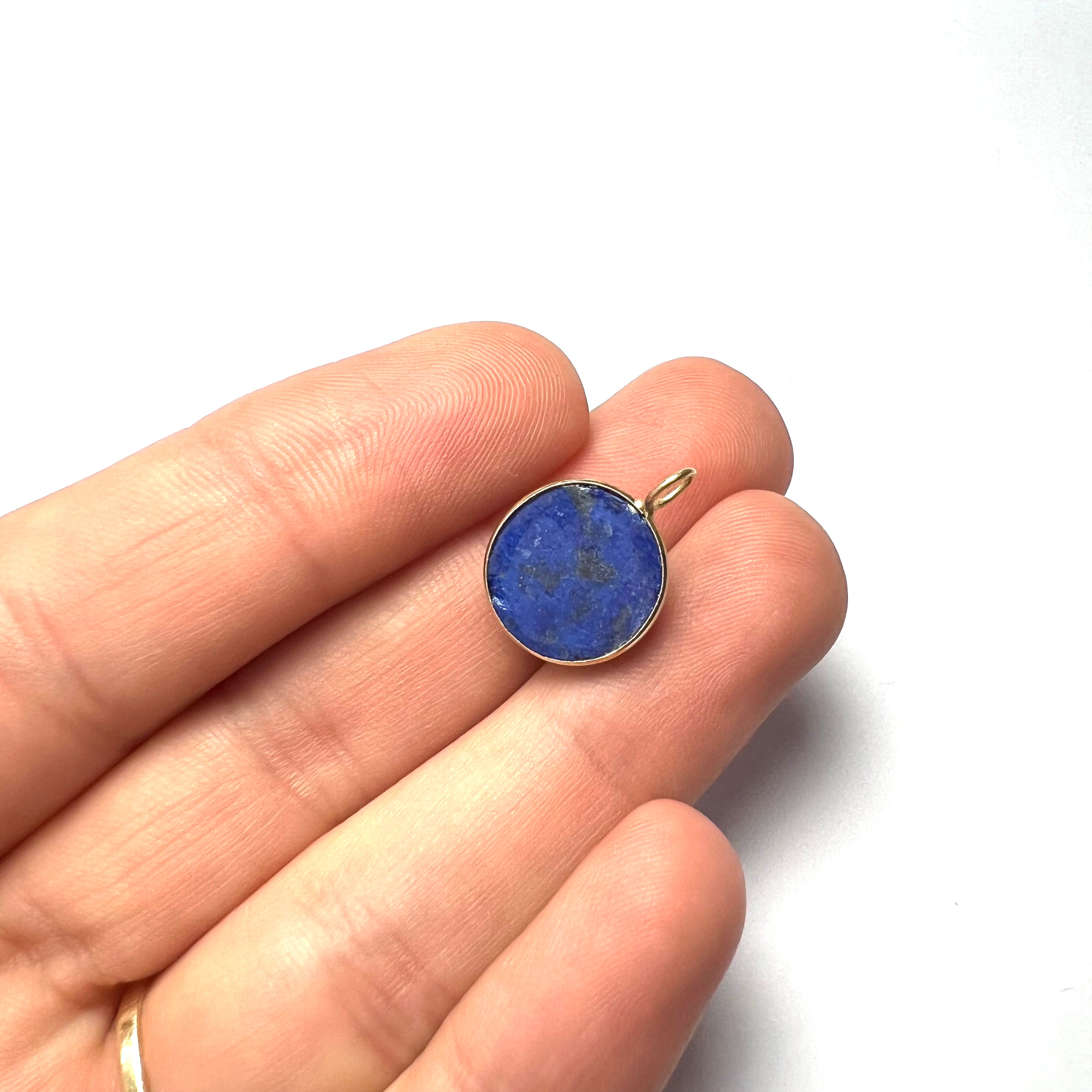 14k Lapis Yellow Gold Pendant Charm 17x12mm
