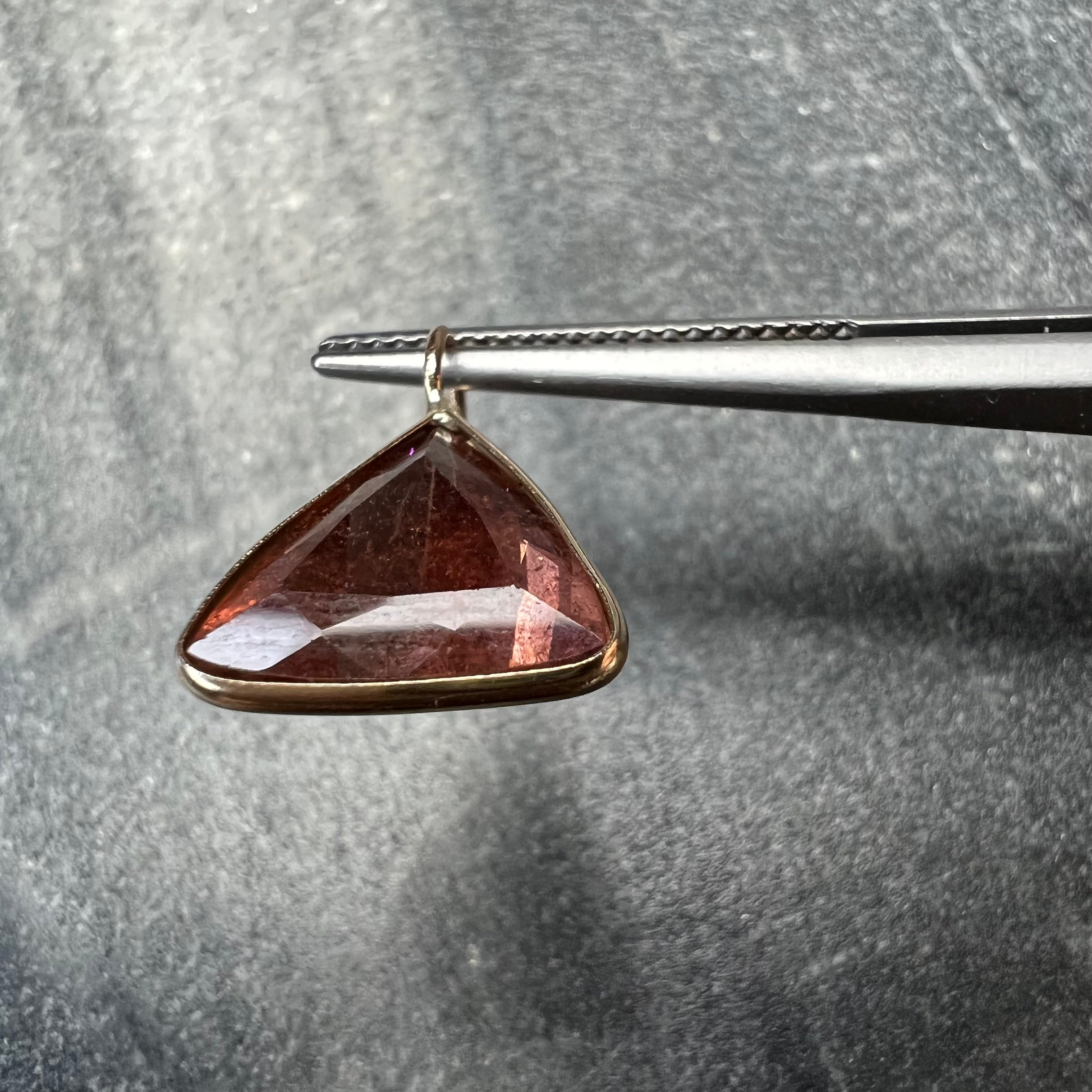 4.5CT Natural Tourmaline 14K Yellow Gold Pendant Charm 16x12mm