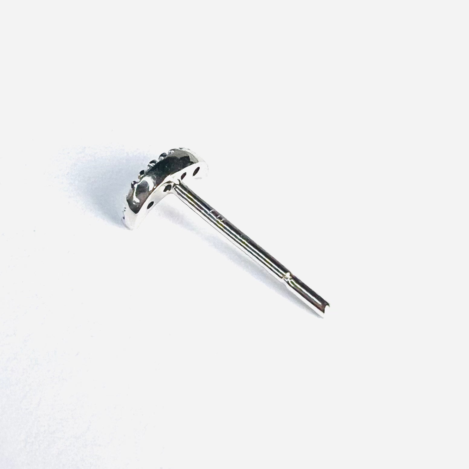 14K White Gold Crescent Moon Diamond Single Stud 6x3mm
