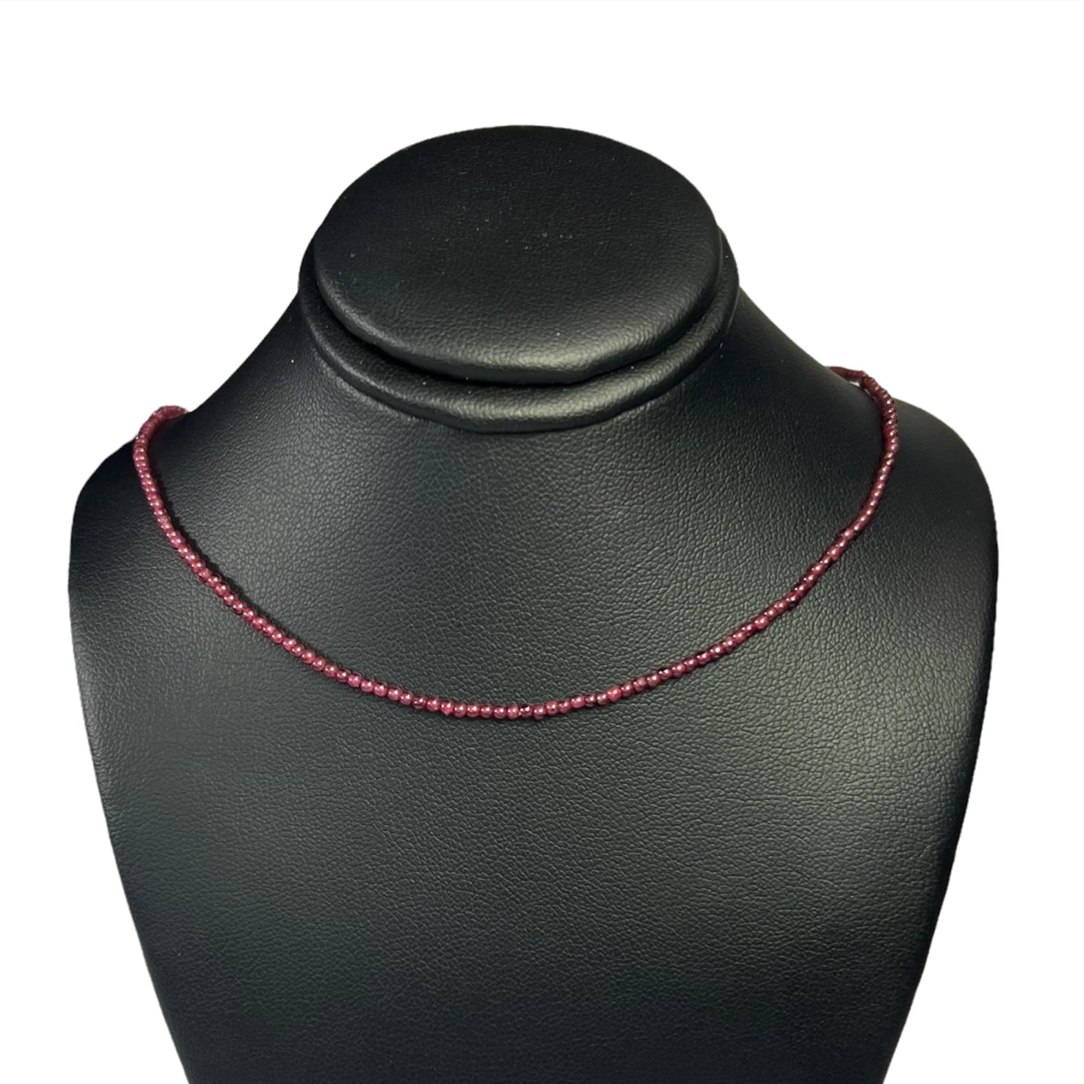 Cute! Red Garnet Necklace in 14K Clasp 16"