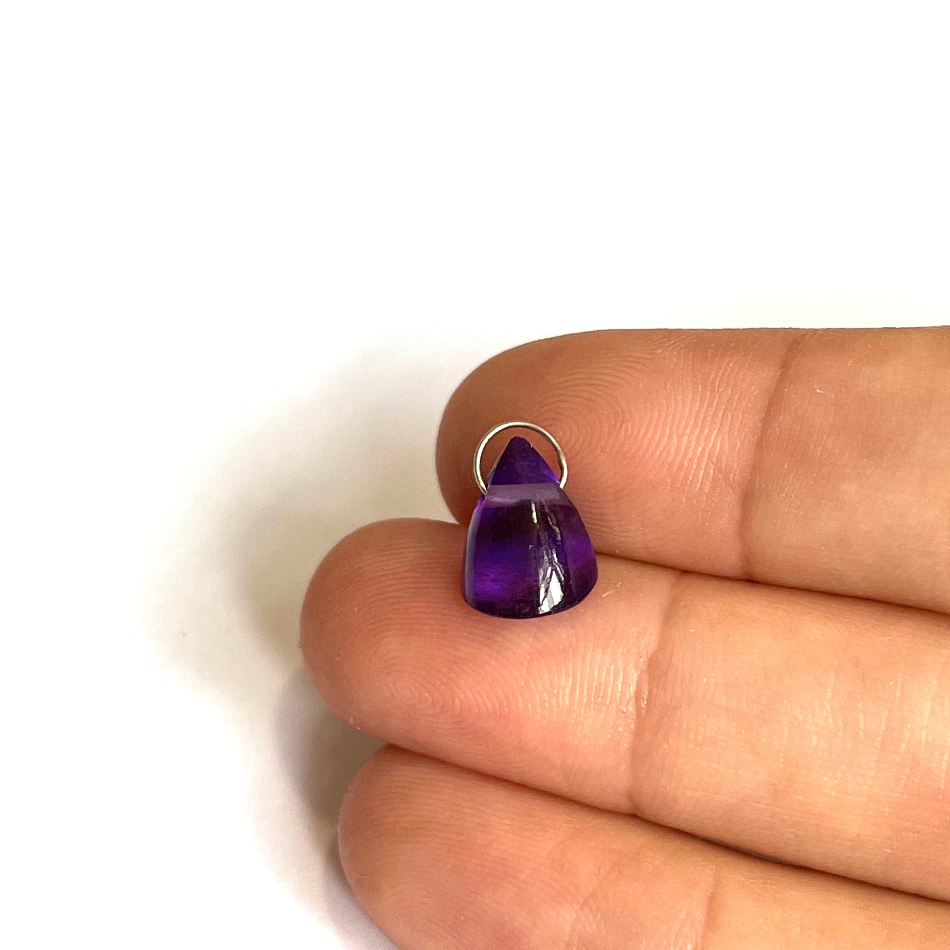 3.2ct Natural Amethyst Cone 14K Yellow Gold Pendant Charm 12x8mm