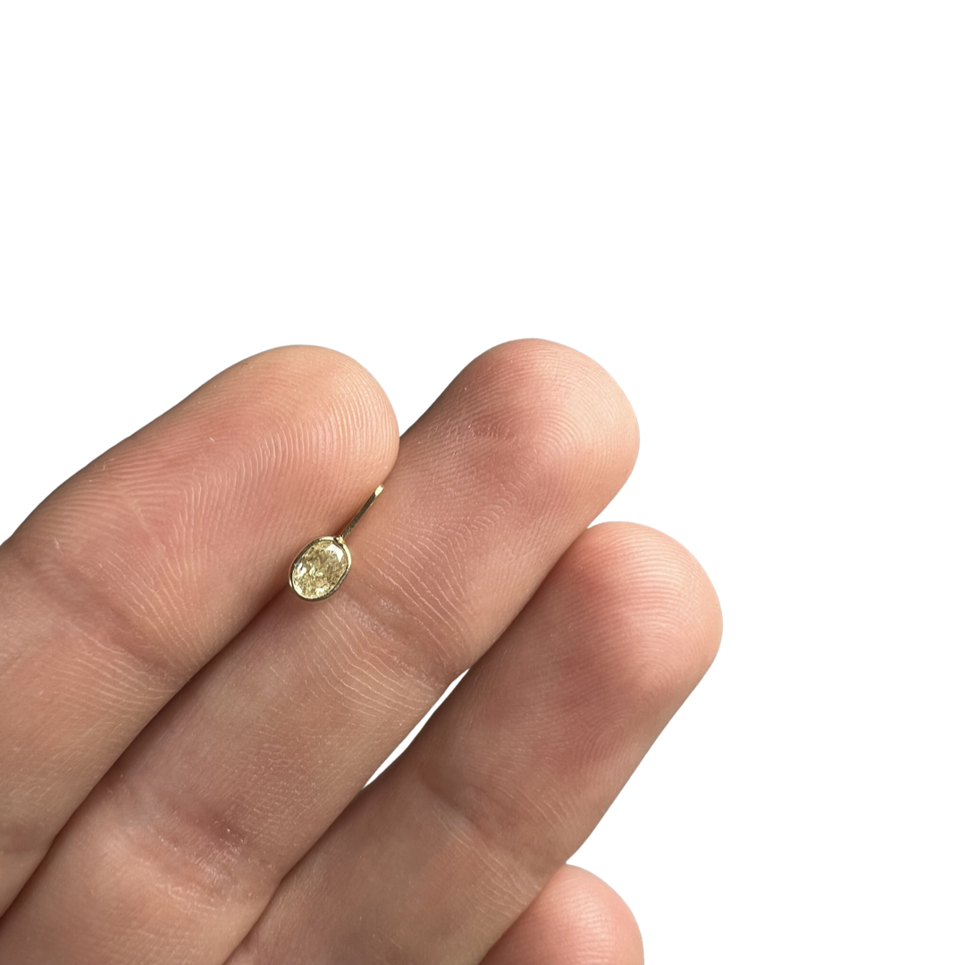 .24CT Canary Yellow Oval Diamond Pendant Charm 14K Gold