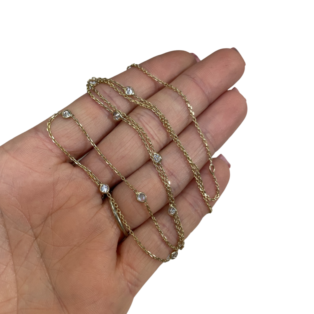 1.08CT VS Diamonds by the Yard 9 Stone 18-20” 14K Yellow Gold Necklace