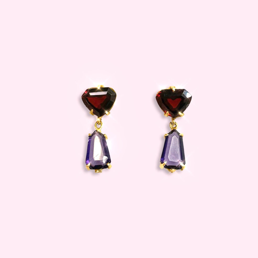 Garnet Amethyst Earrings