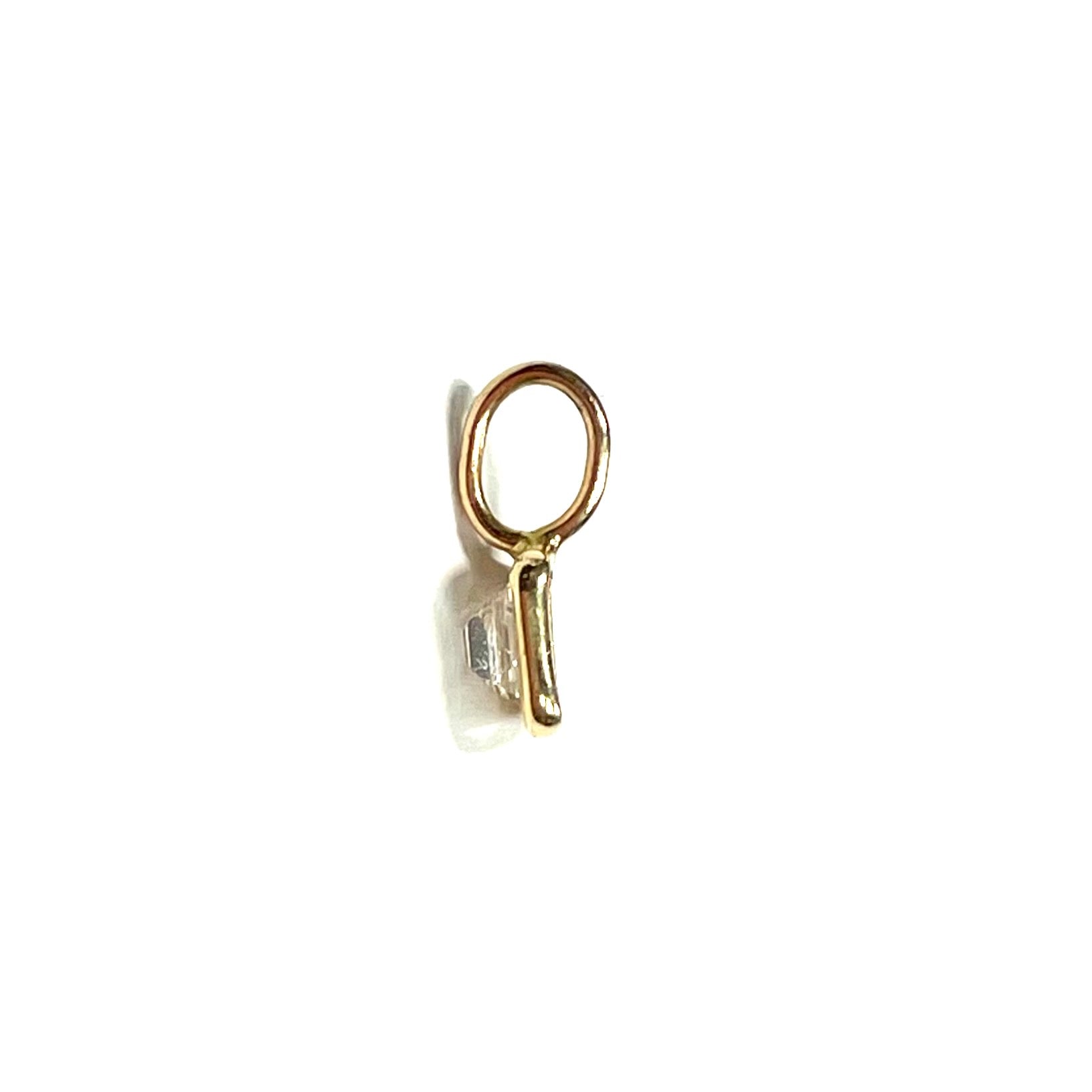 Emerald Cut Diamond Pendant Charm in Solid 14k Yellow Gold