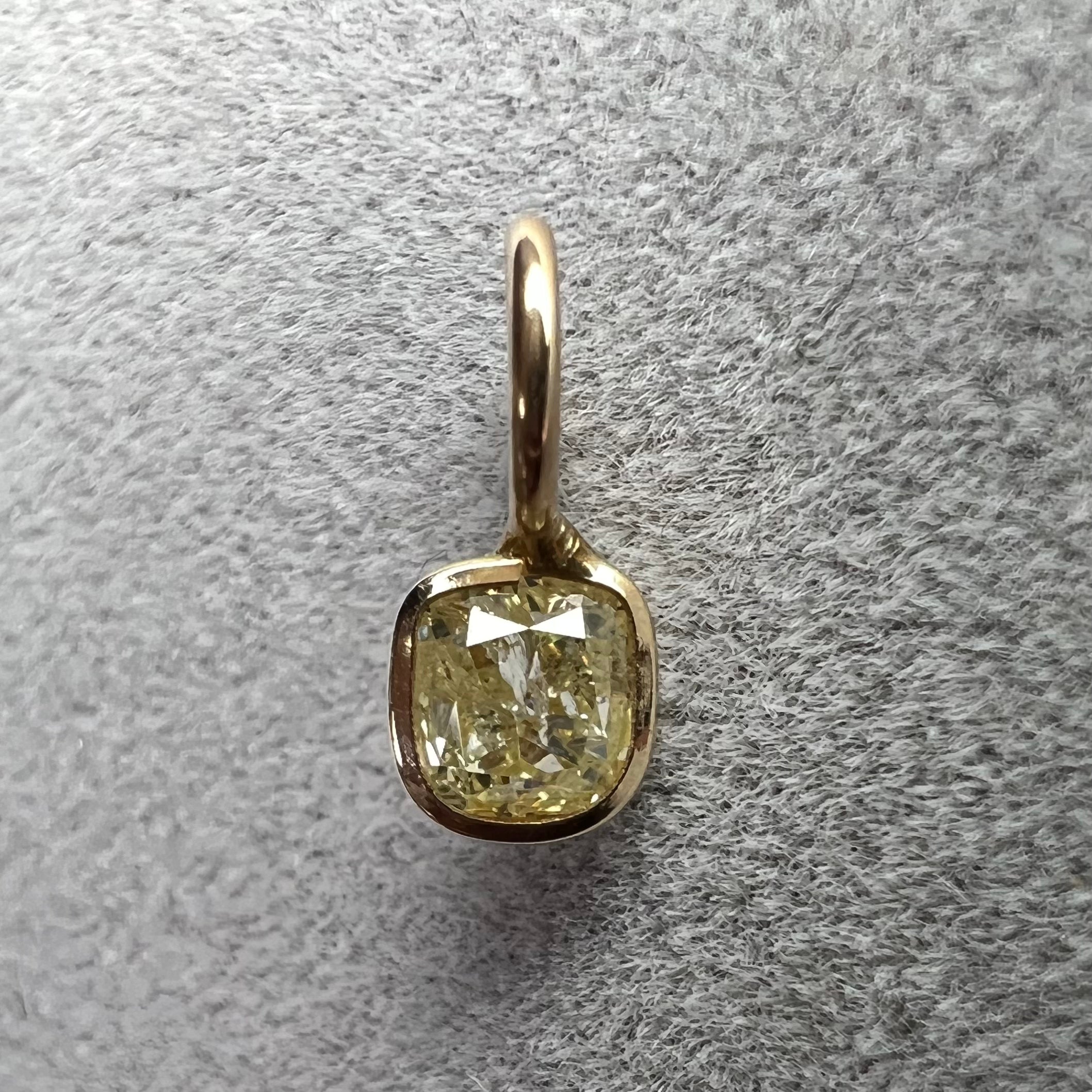 .25CT Yellow Cushion Diamond Pendant Charm