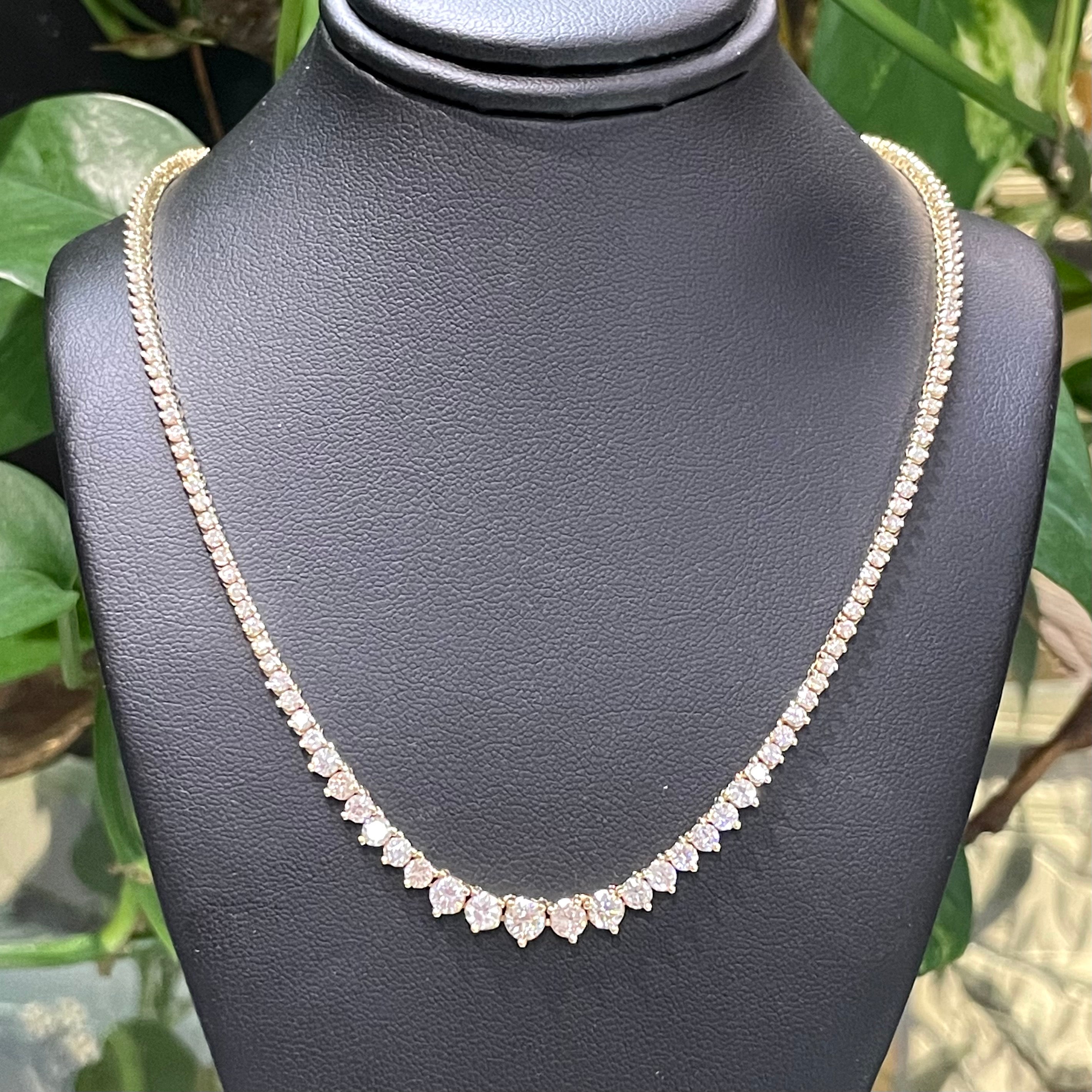 6.82CTW Diamond Riviera Necklace in solid 18k Yellow Gold