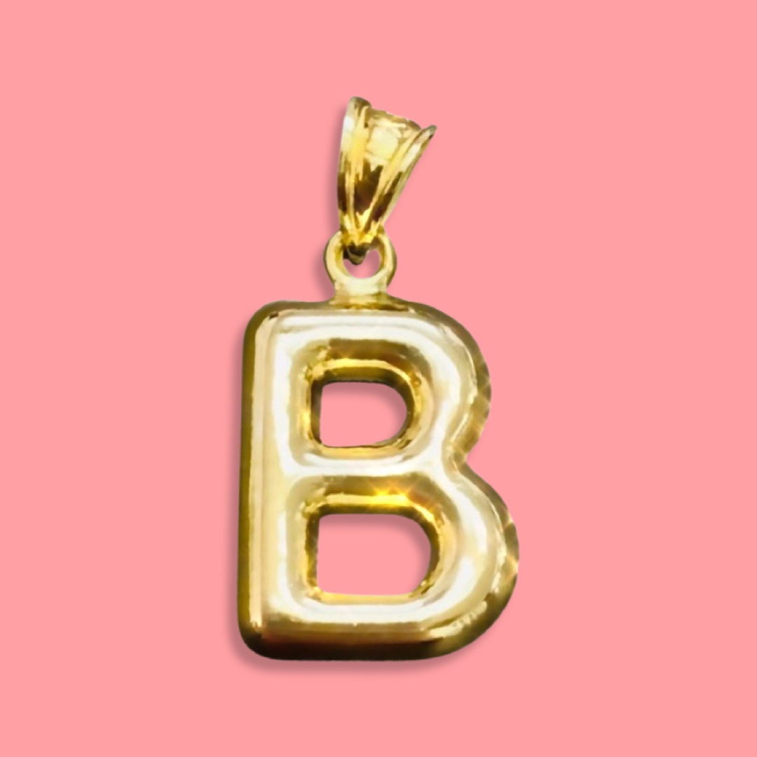 Puffy Balloon Letter 10K Yellow Gold Pendants