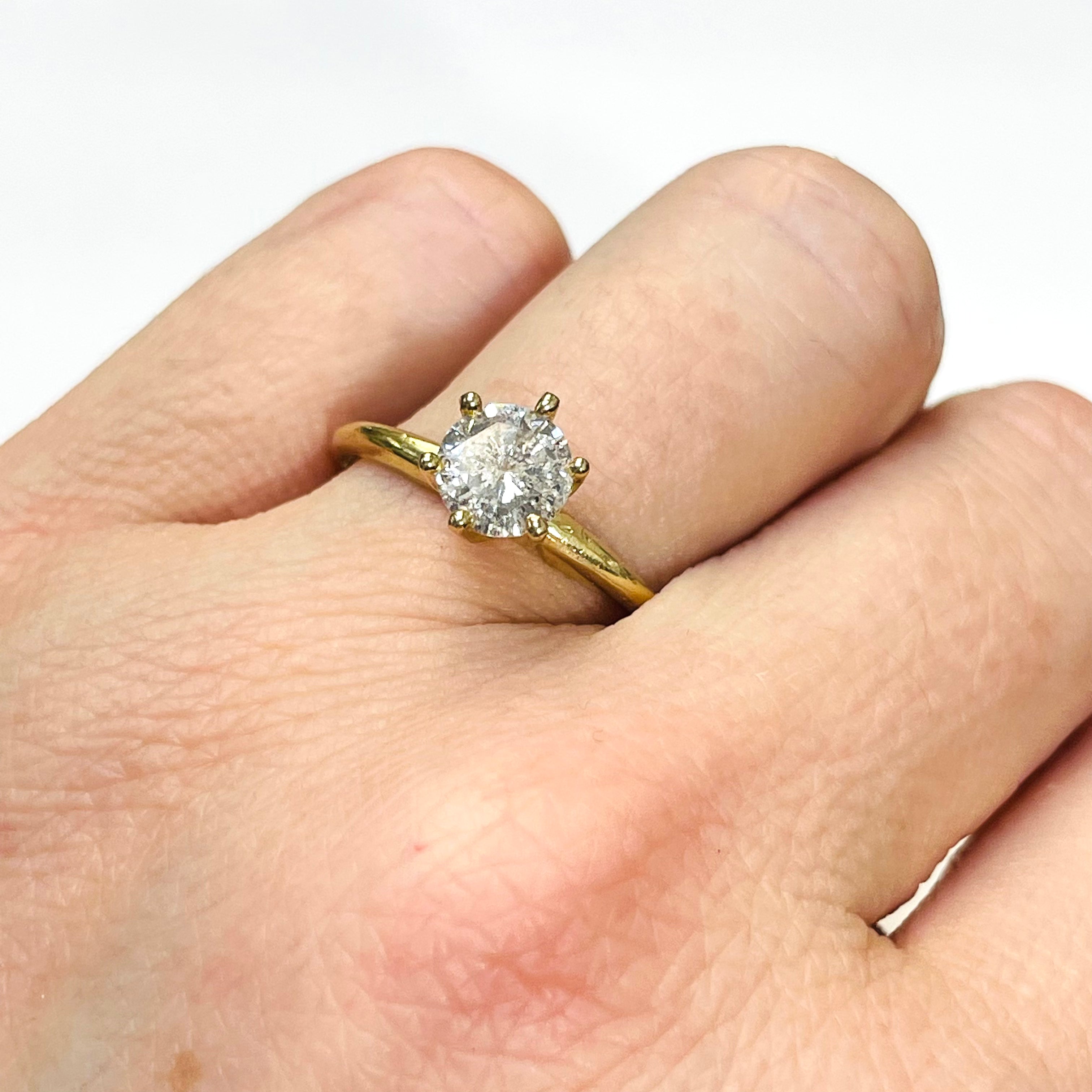 .83CT SI1 H Diamond Solitaire Ring in 14k Yellow Gold Engagement Size 7.75