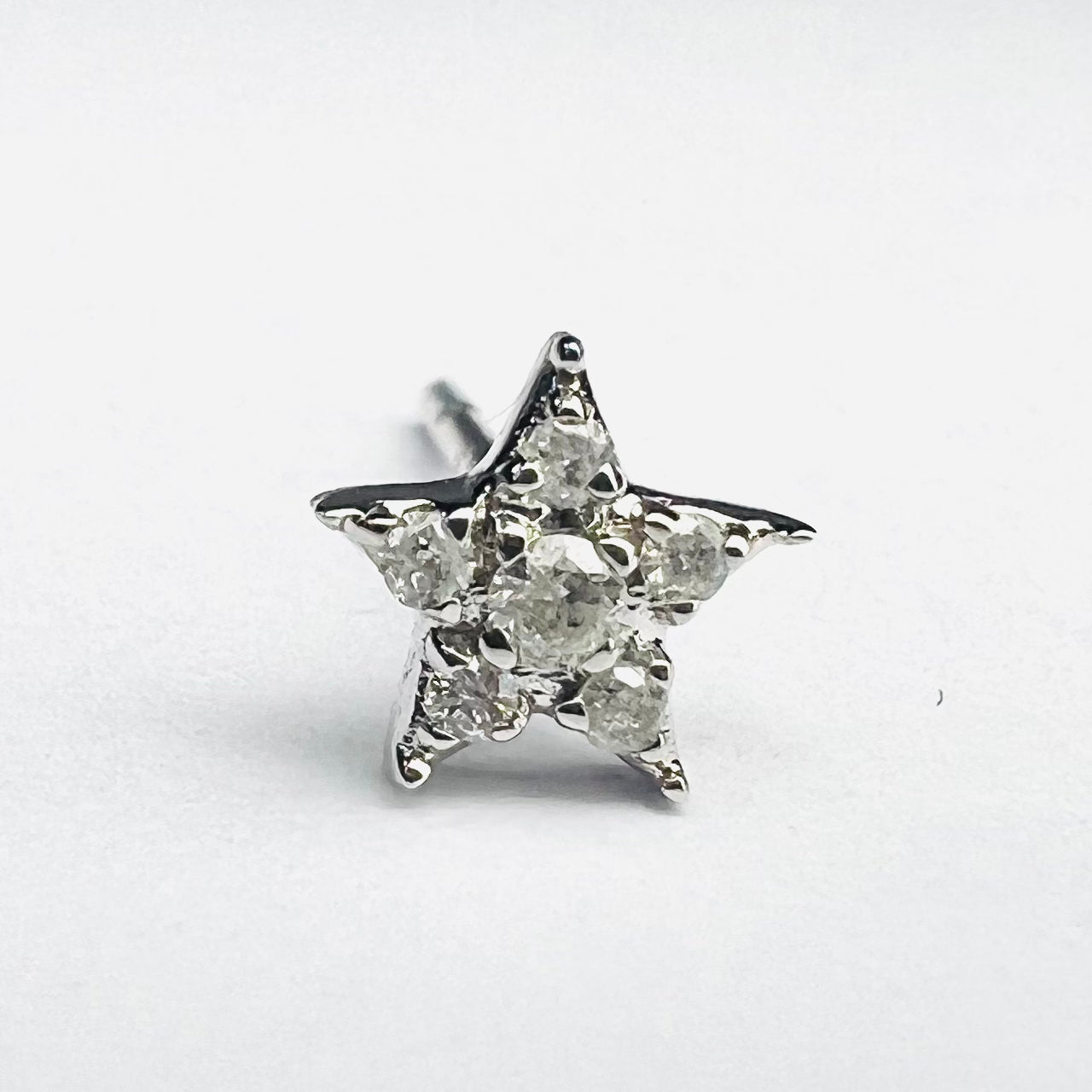 Celestial 14K White Gold Diamond Star Single Earring Stud 5mm