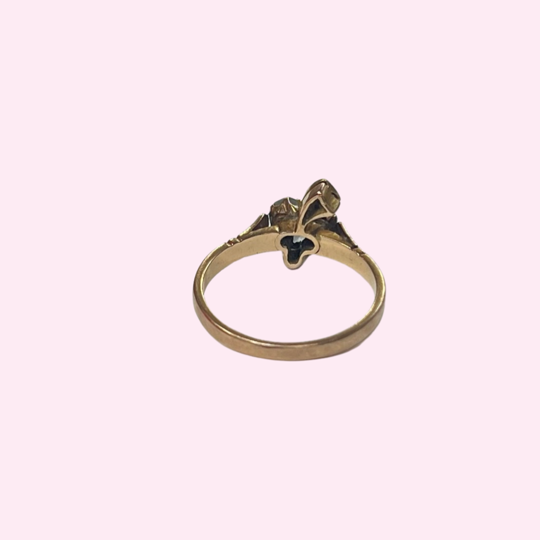 14K 3 Leaf Clover Shamrock Yellow Gold Ring Size 8