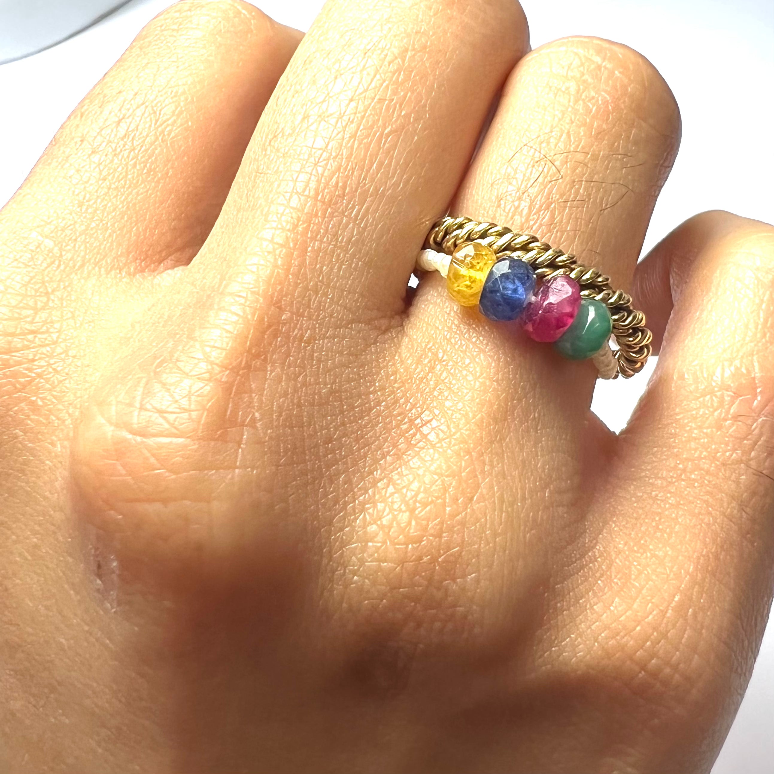 Natural Seed Pearl Eternity Rough Natural Beaded Gemstones Ring Size 5