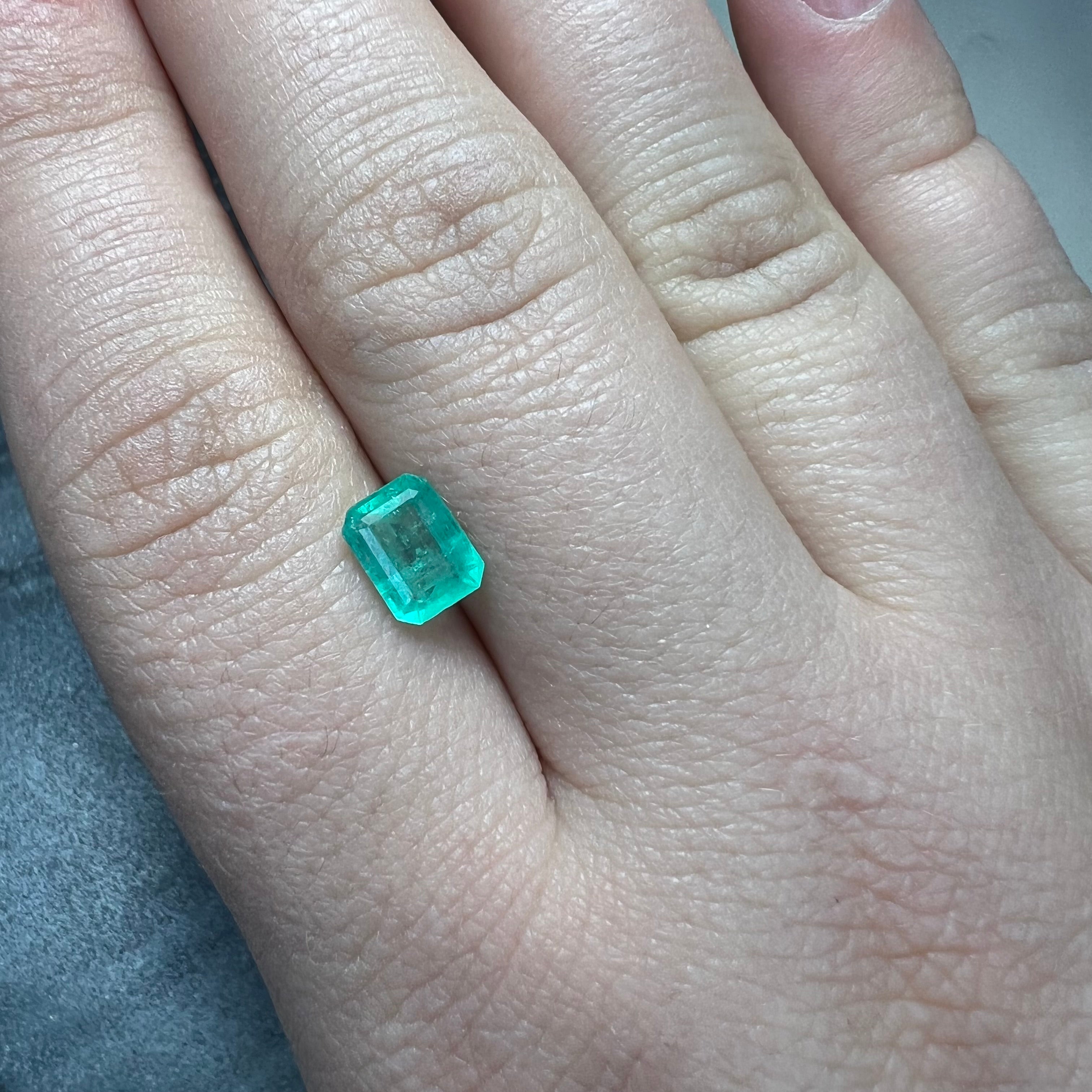 1.25CT Natural Colombian Emerald Loose Rectangle Shape 7x5mm
