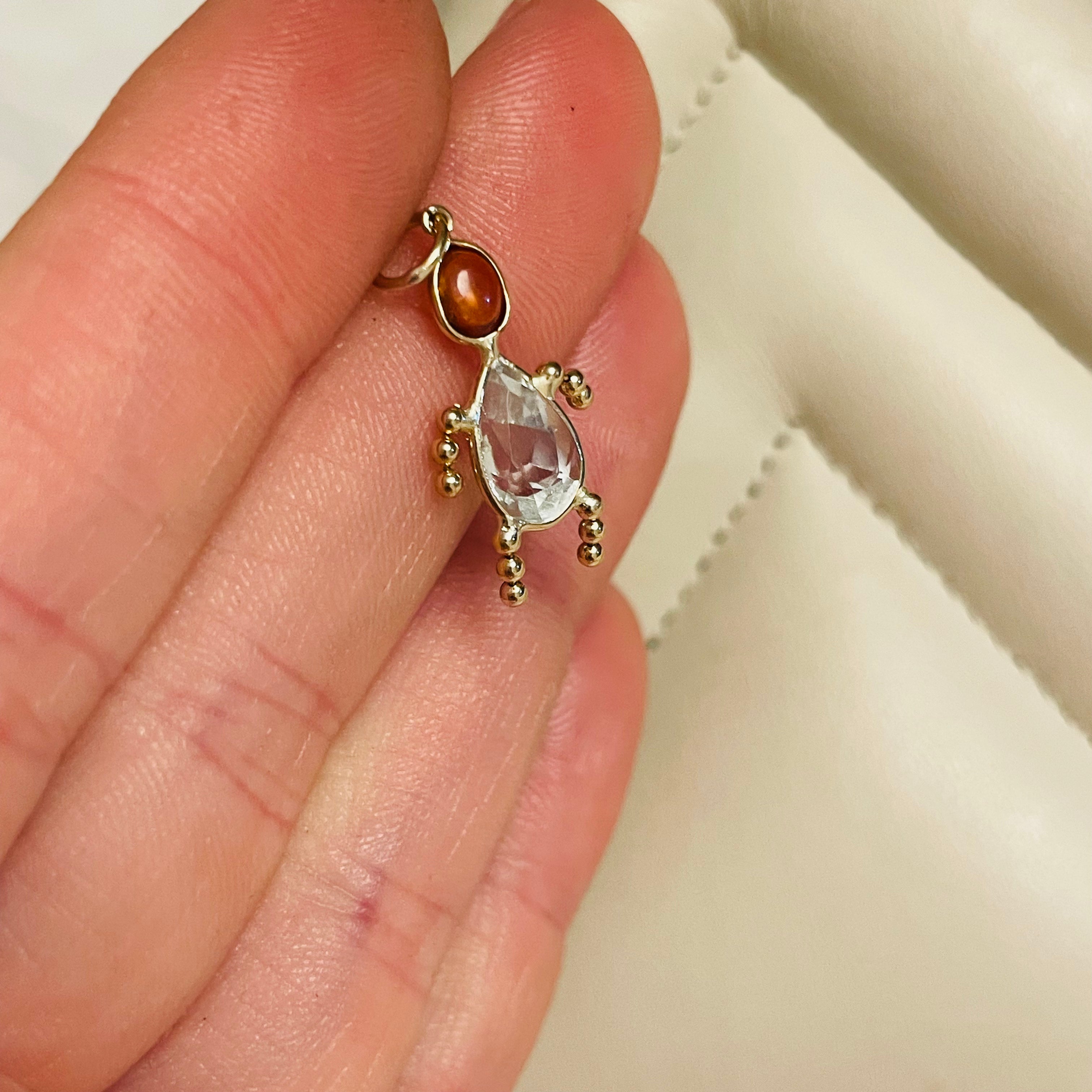 Topaz Aquamarine Gem Doll 14K Yellow Gold