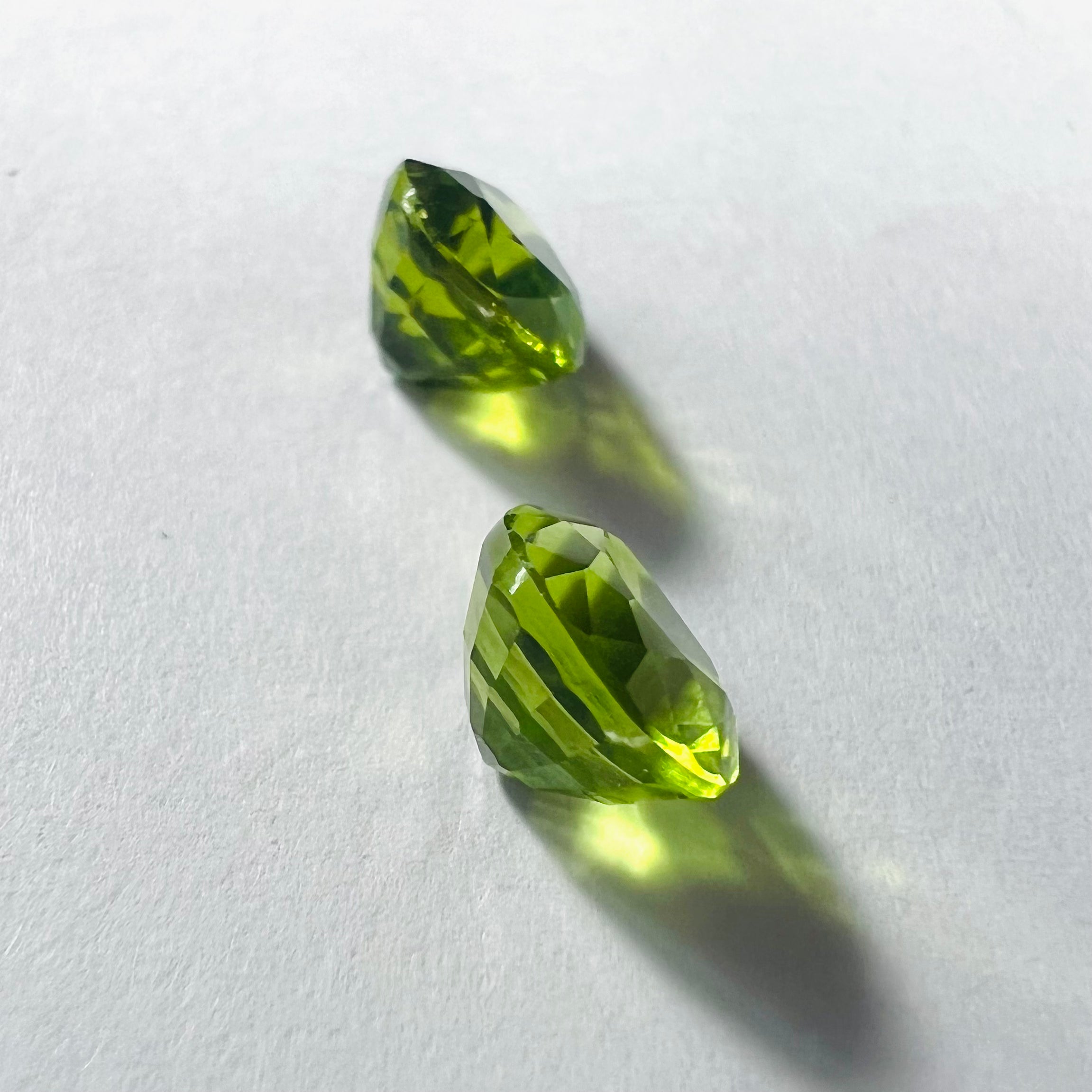 4.37CTW Pair of Loose Natural Pear Cut Peridot 8.60x7.05x5mm Earth mined Gemston