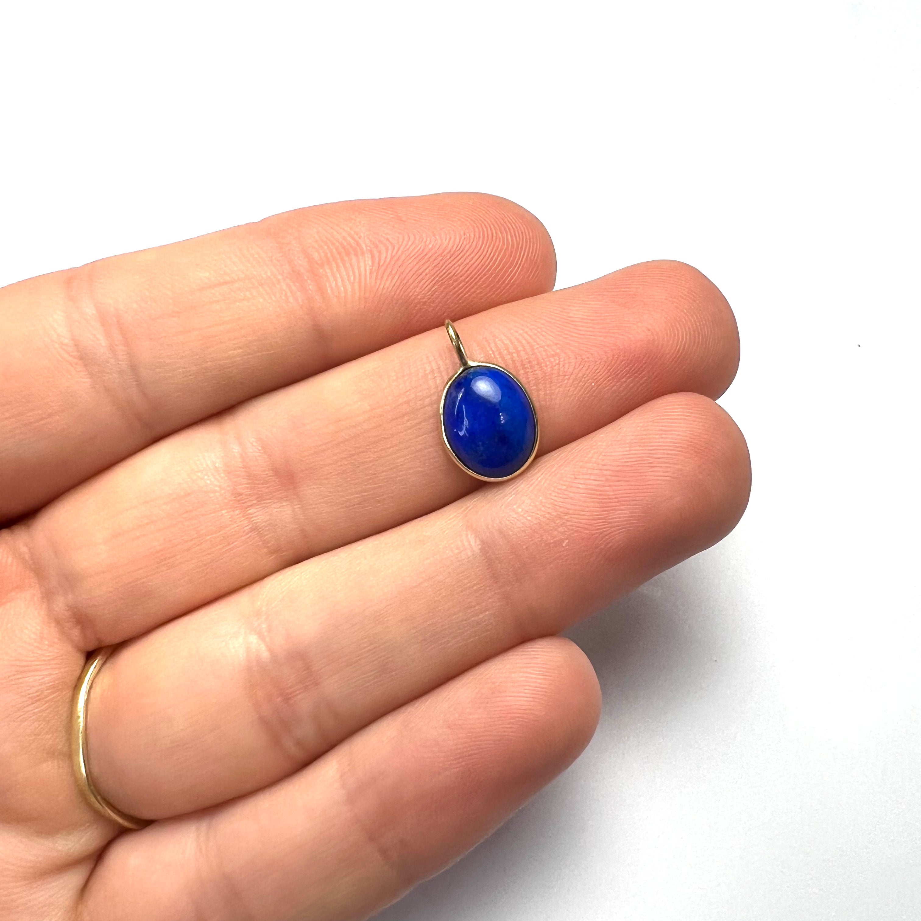 14k Lapis Yellow Gold Pendant Charm 15x9mm