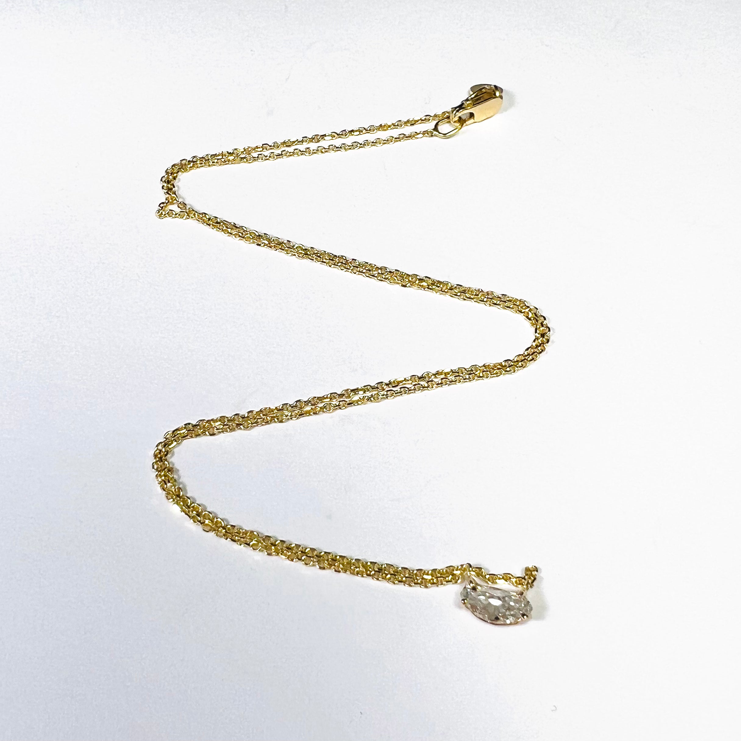 .30CT Fancy Cut Diamond 16.5" 14k Yellow Gold Necklace