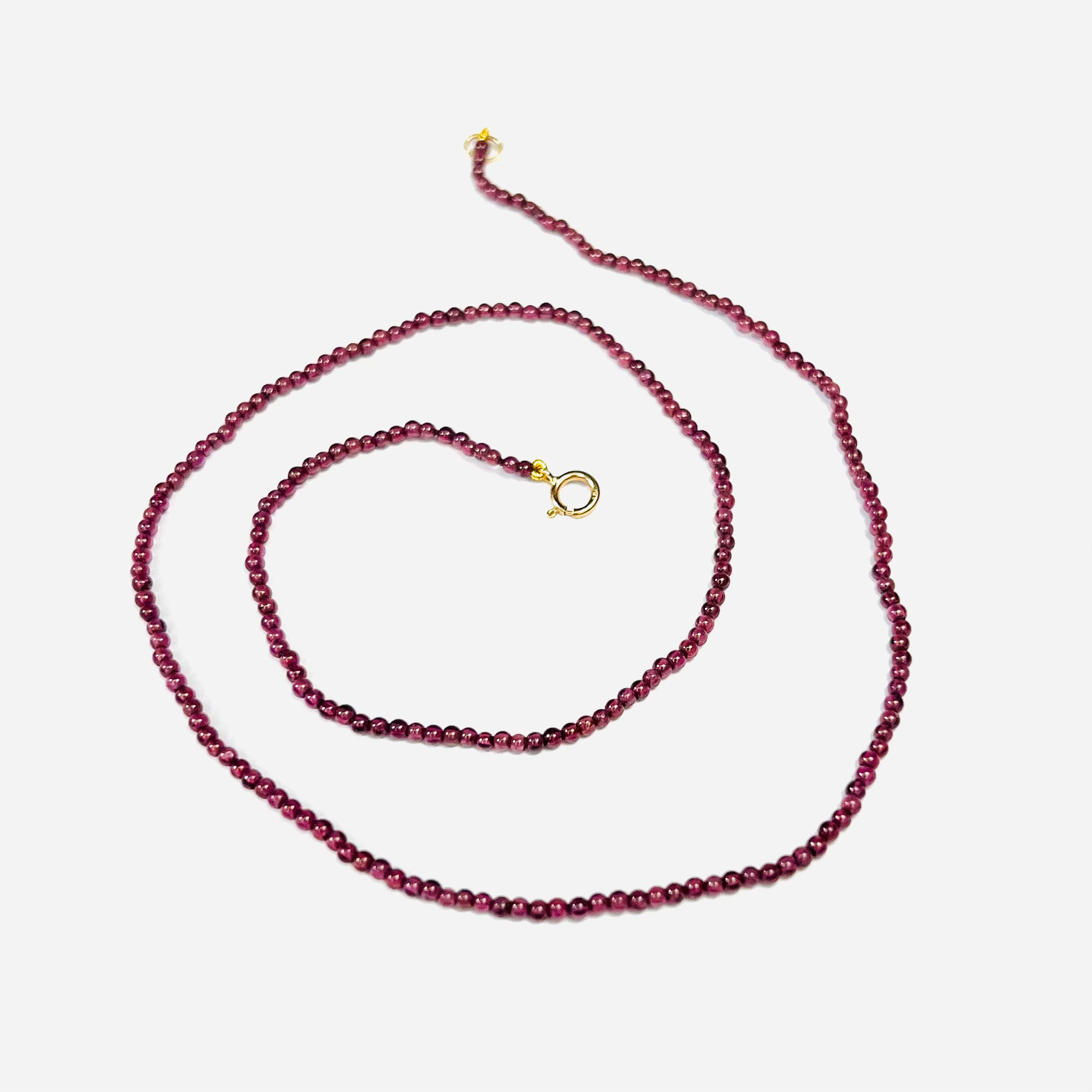 Cute! Red Garnet Necklace in 14K Clasp 16"