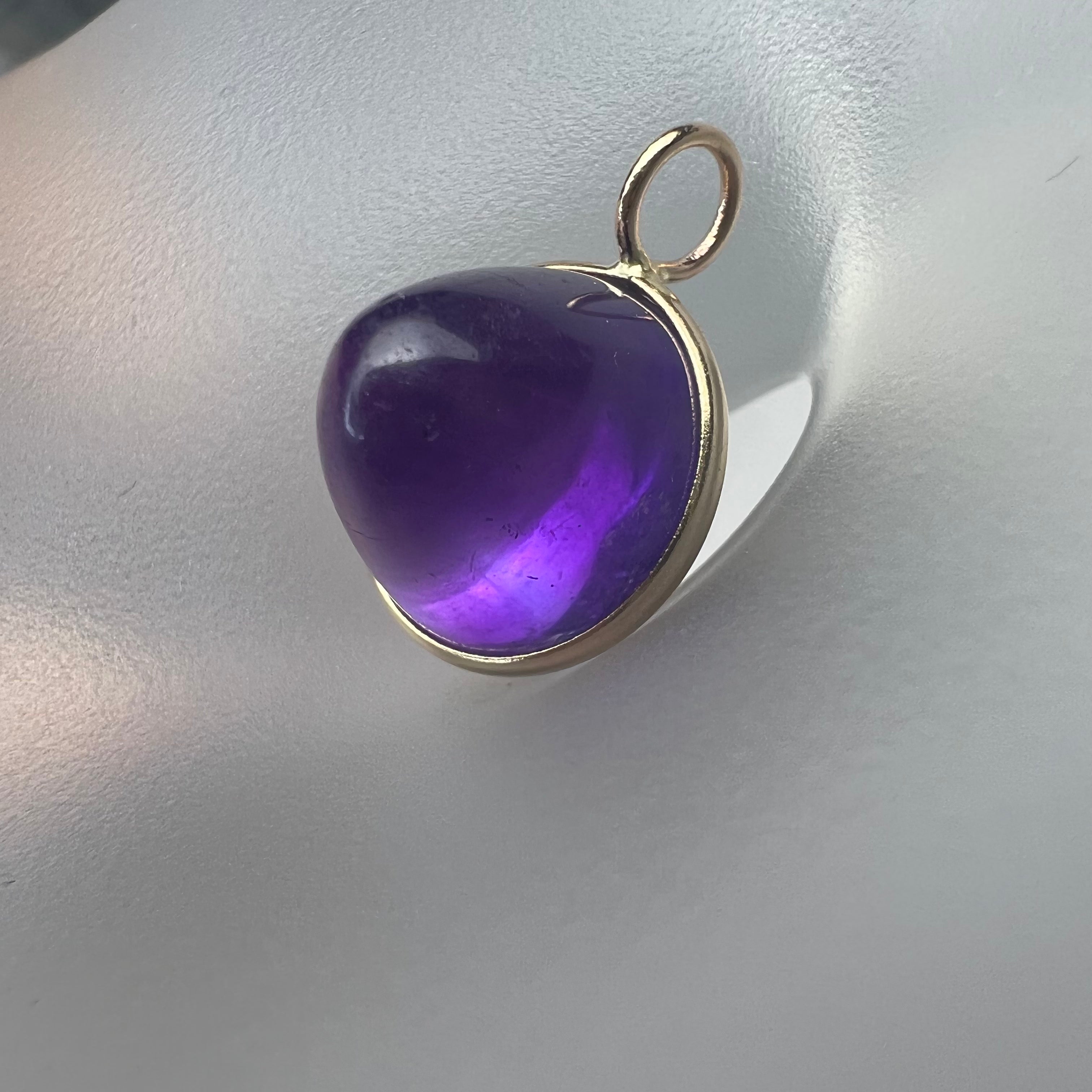 7CT Natural Amethyst 14K Yellow Gold Pendant Charm 16x11mm