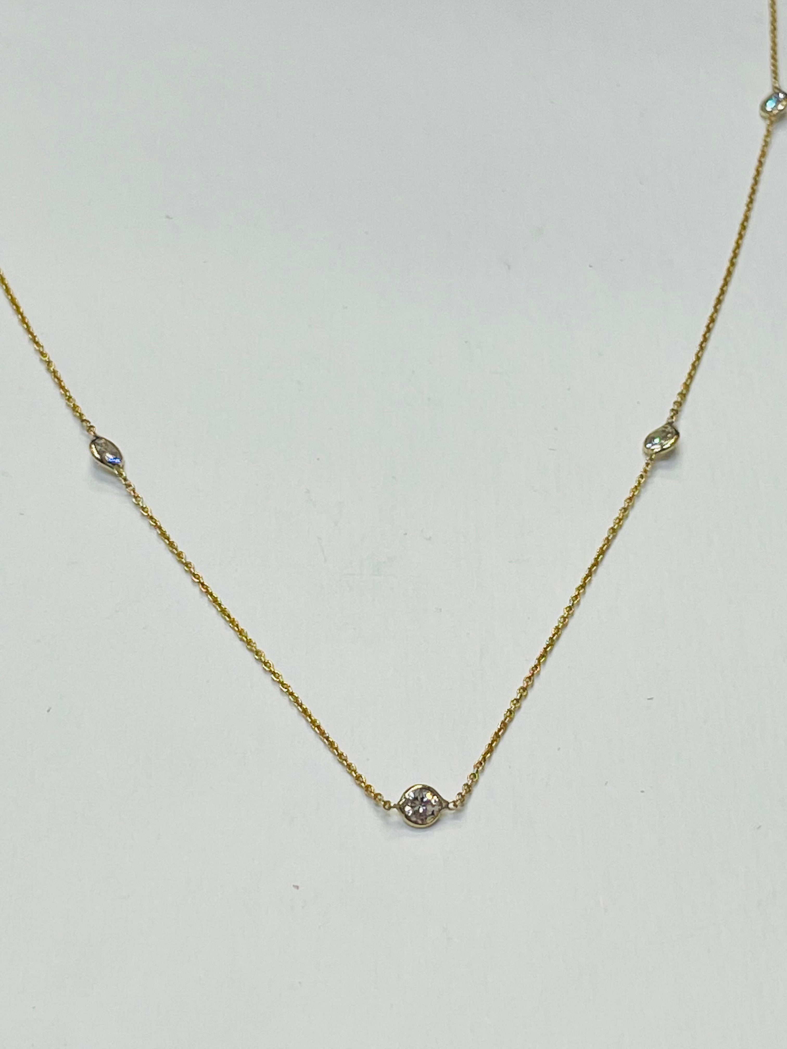 1.12CT Diamonds by the Yard Necklace 14K Yellow Gold 19”