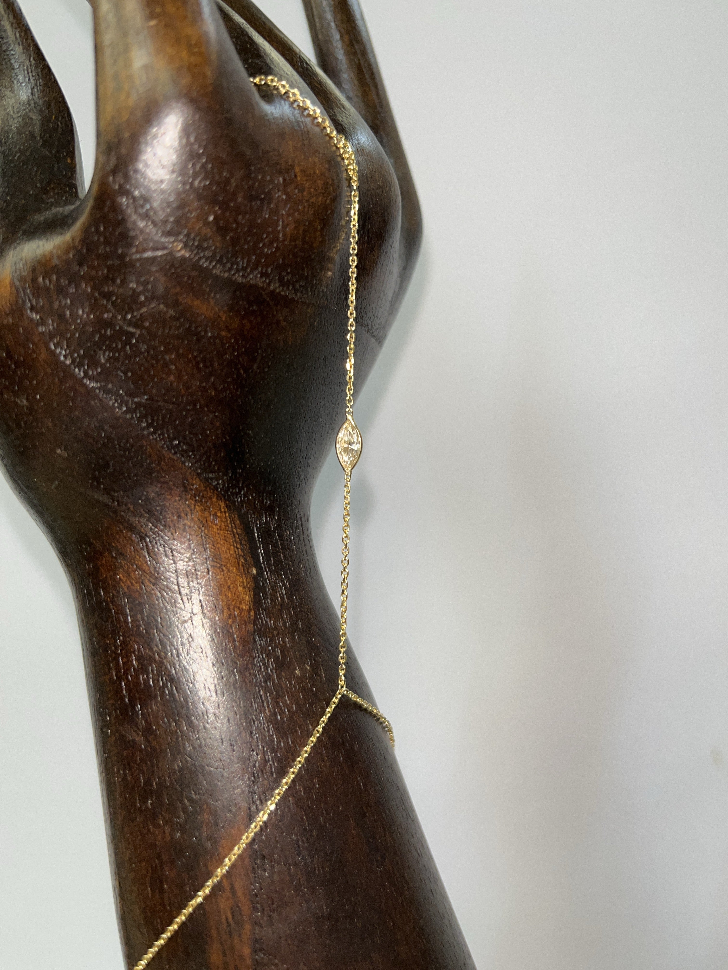 .25TCW Marquise Diamond Hand Chain in Solid 14K Yellow Gold