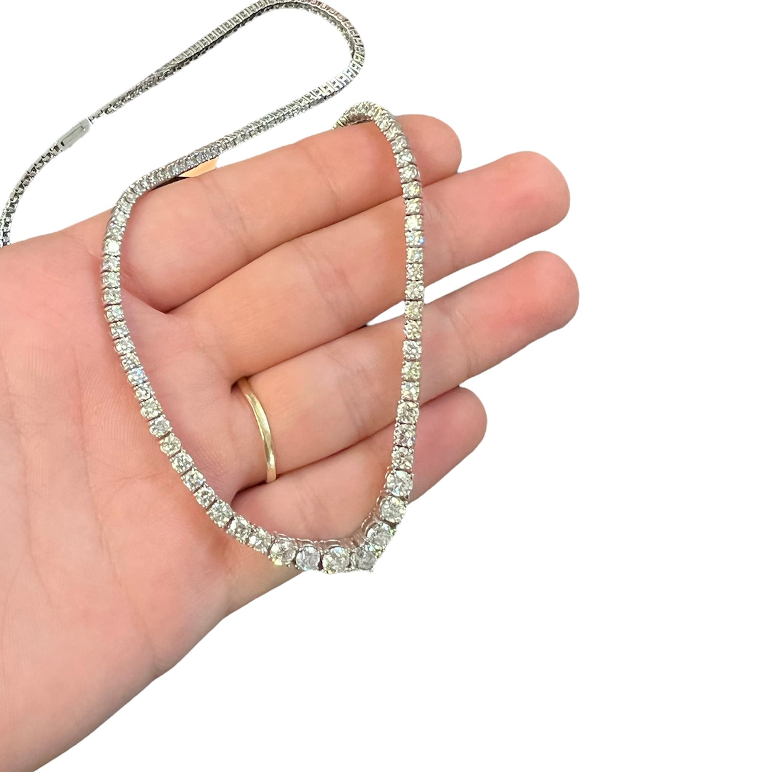 3.5CTW Diamond 14K White Gold Tennis Necklace 16”