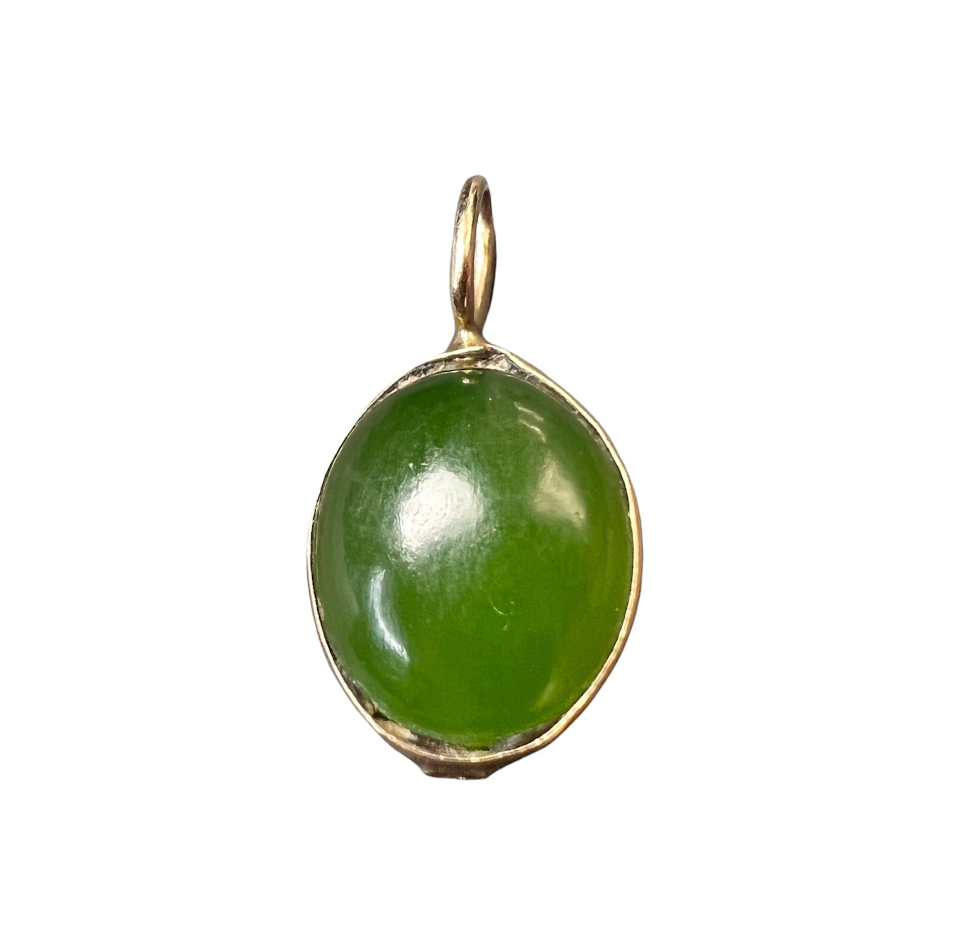 Natural Jade 14K Yellow Gold Pendant Charm 20x11mm