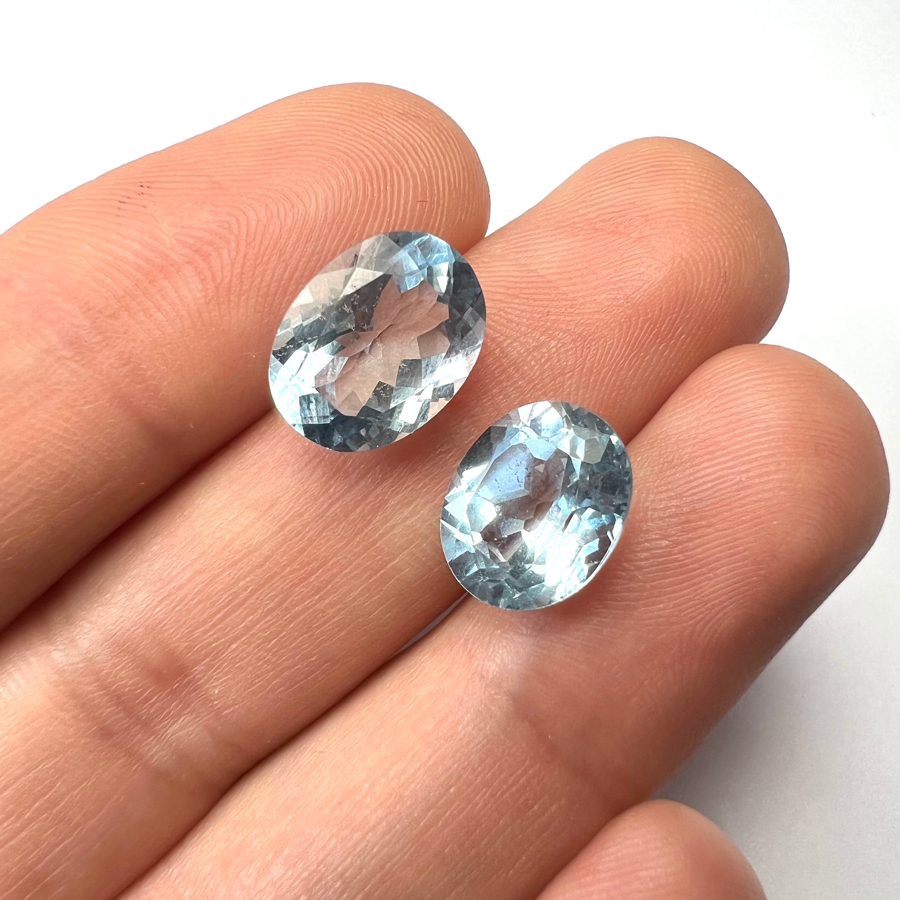 9.97CTW Pair of Loose Natural Oval Cut Topaz 10.95x9.15x6.3mm Earth mined Gemstone