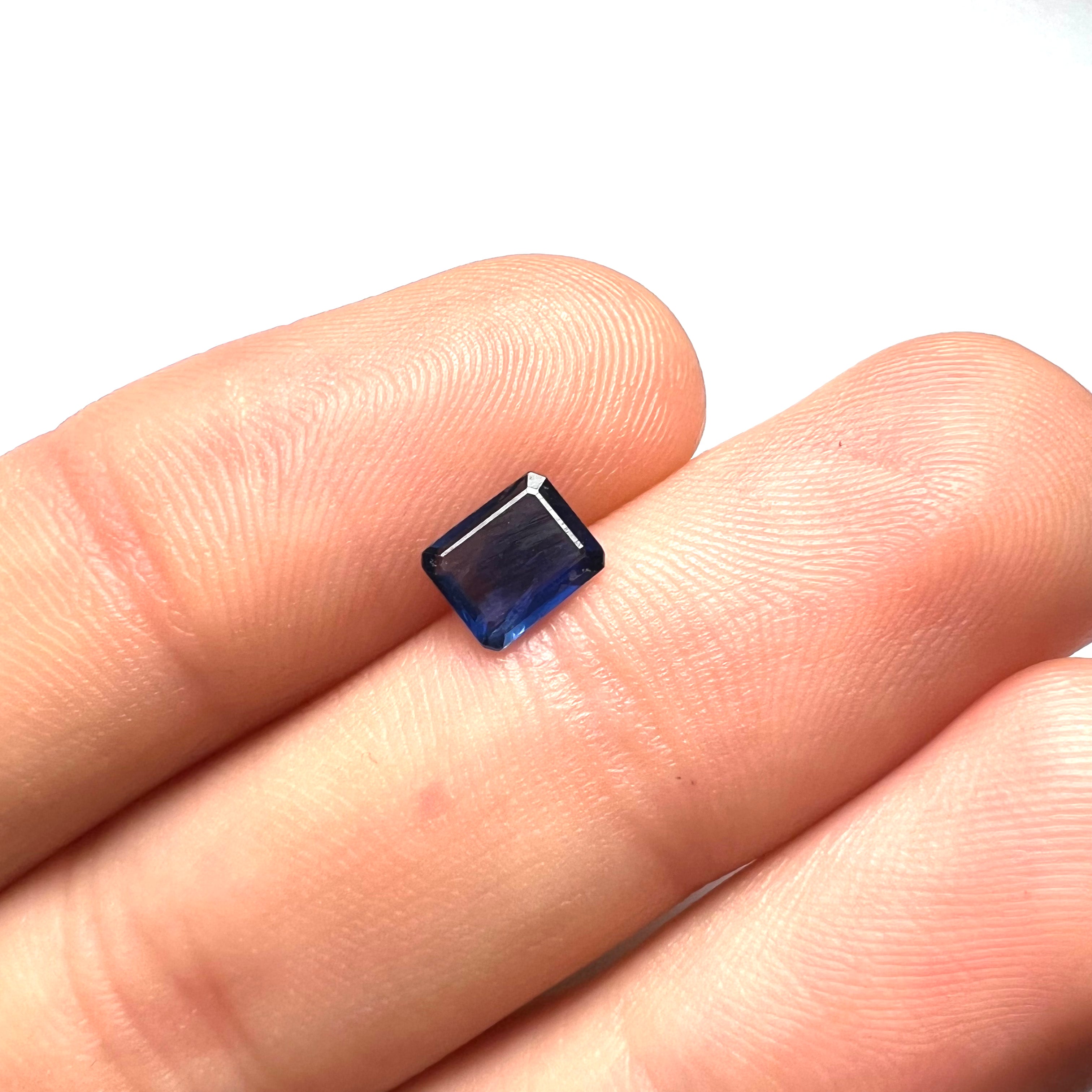 .77CT Loose Blue Emerald Cut Sapphire 6x5x2mm Earth mined Gemstone