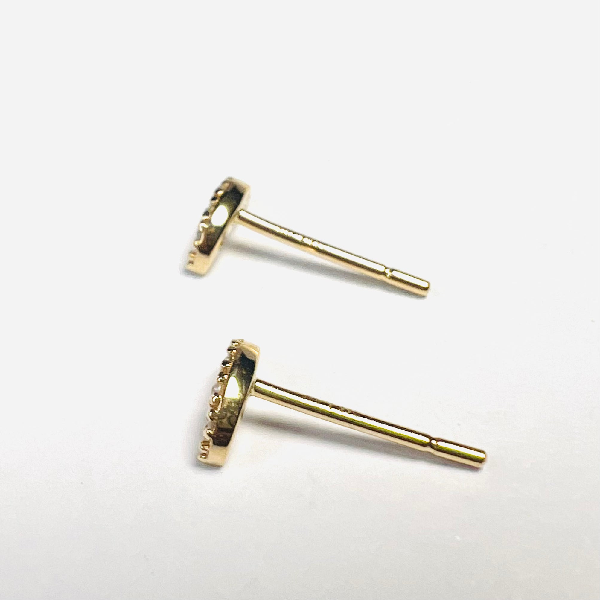 Glittering Diamond Celestial Crescent Moon Earrings 14K Yellow Gold 6x3mm