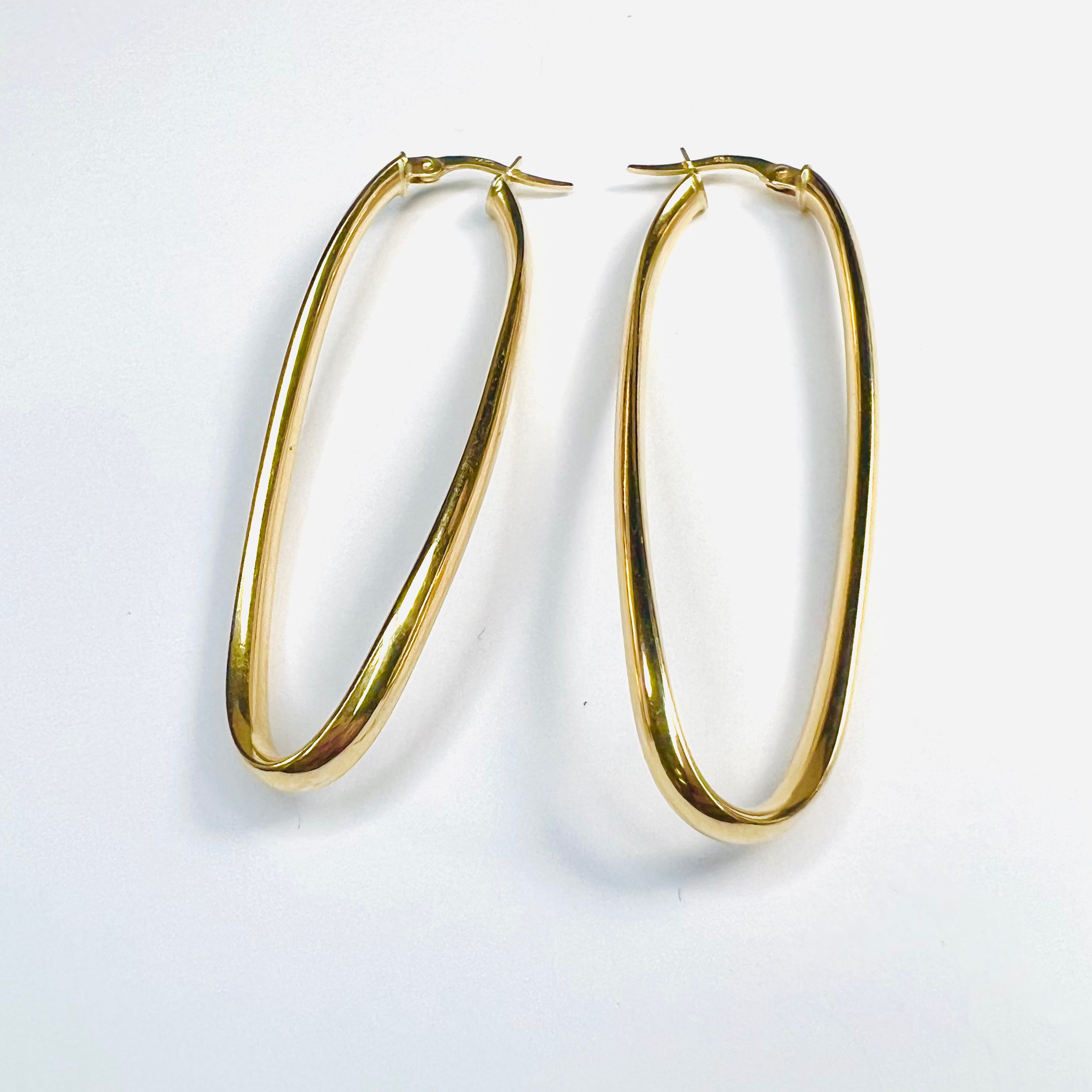 Beautiful New 14K Solid Yellow Gold twisted Hoop Earrings 2.2"x.75"