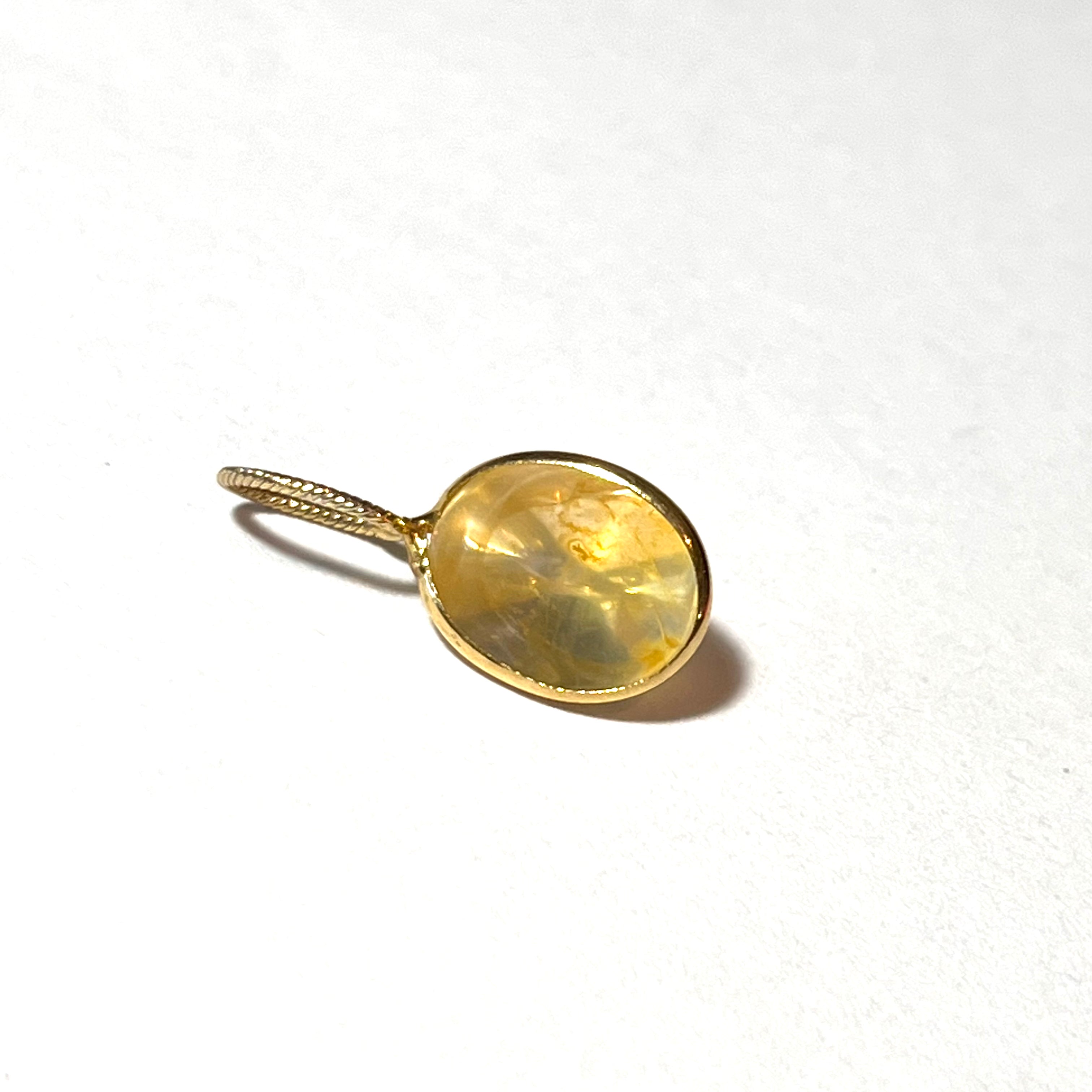 2.79ct Oval Yellow Agate 14K Yellow Gold Pendant Charm 18x12mm