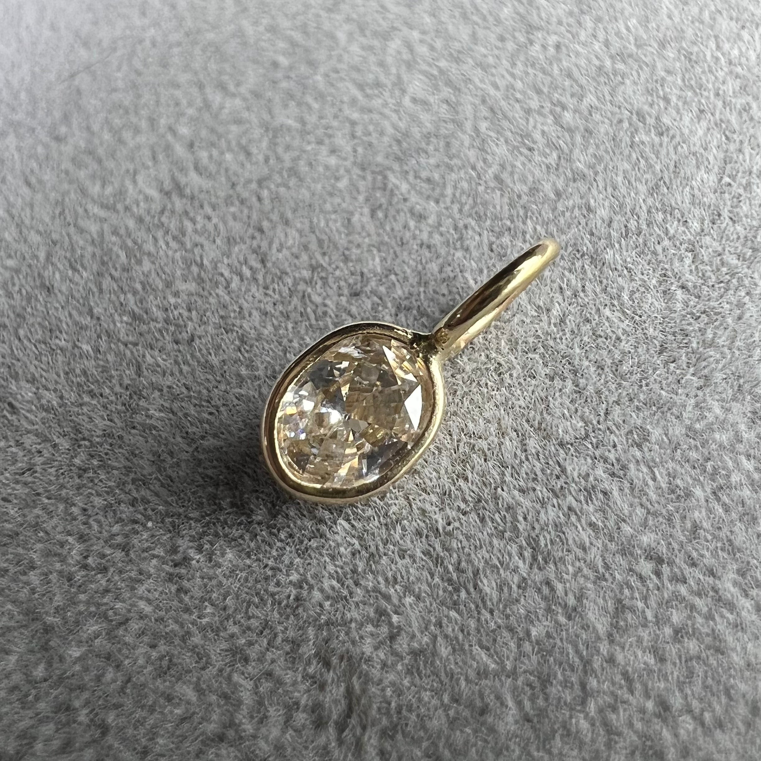 .30ct Oval Diamond Pendant Charm 14K Gold 9x4mm