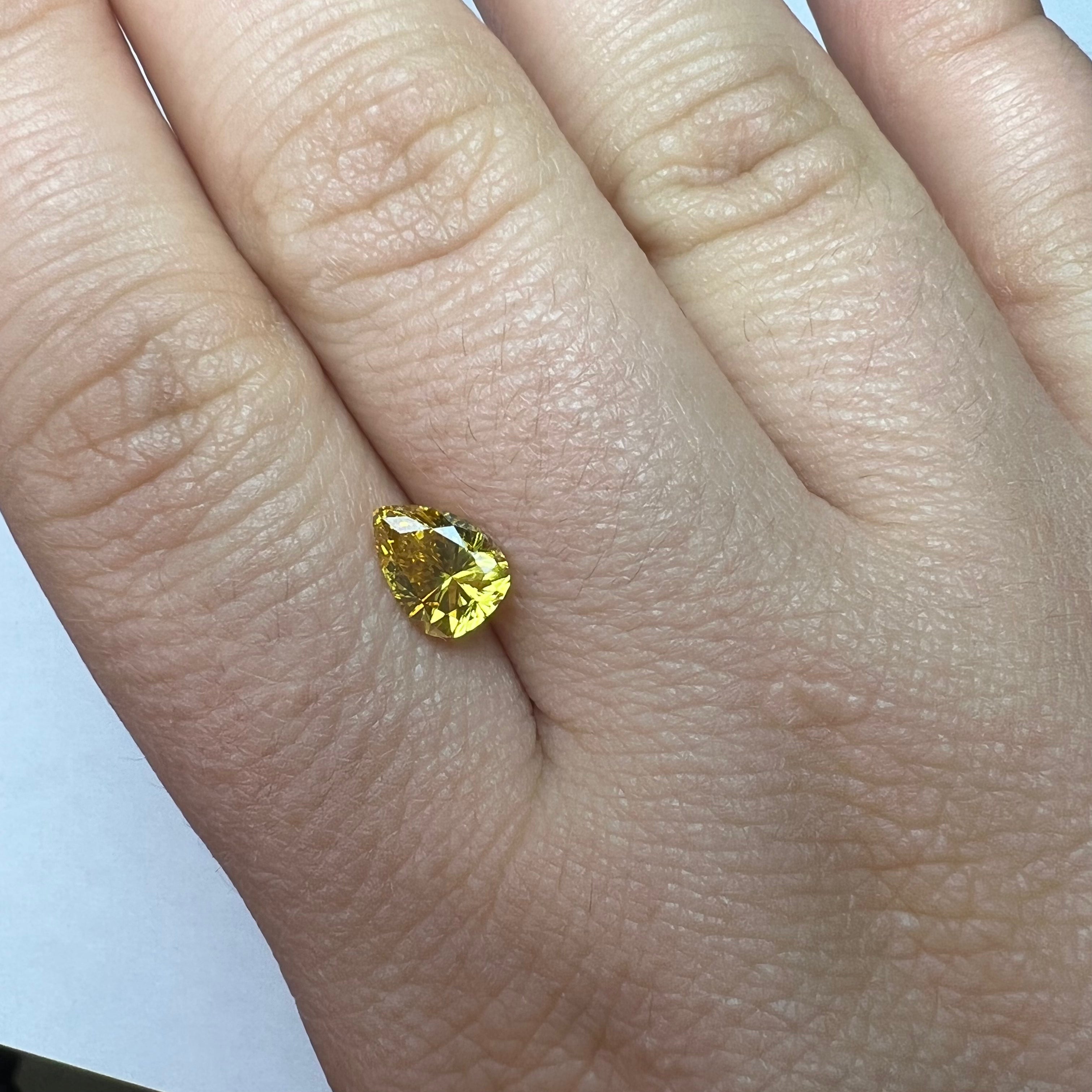 1.16CT Pear Brilliant Diamond Fancy Deep Orange Yellow SI1 8.09x5.92x4.10mm Natural Earth mined