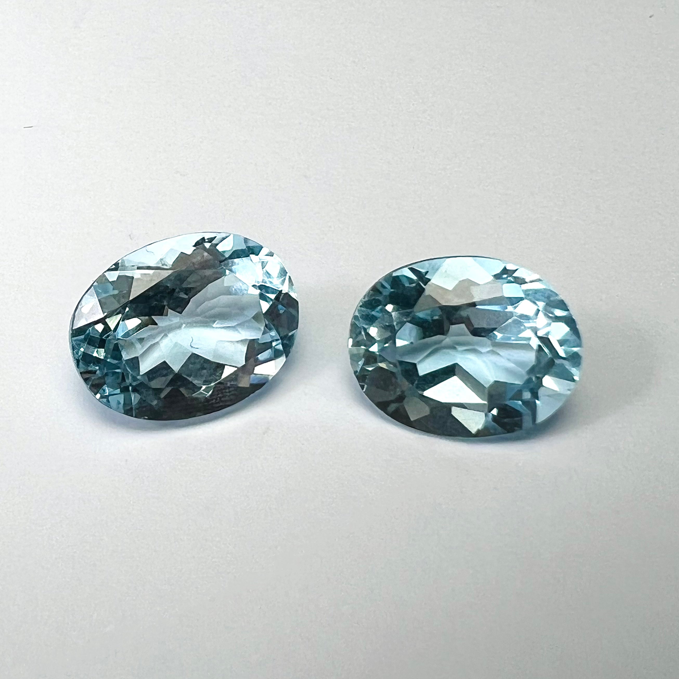 9.97CTW Pair of Loose Natural Oval Cut Topaz 10.95x9.15x6.3mm Earth mined Gemstone