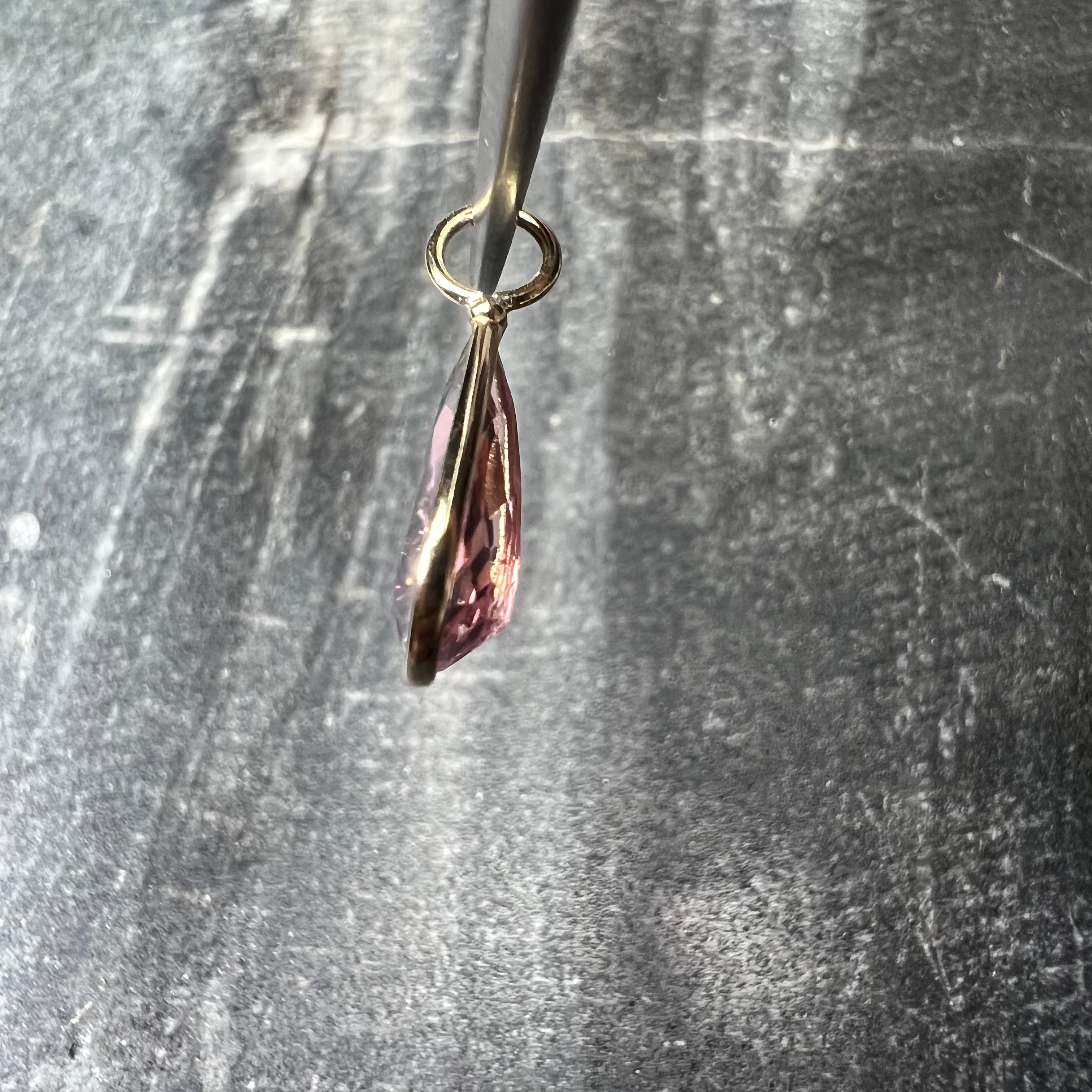 1.3ct Glowing Pear Tourmaline 14K Yellow Gold Pendant 16x6mm