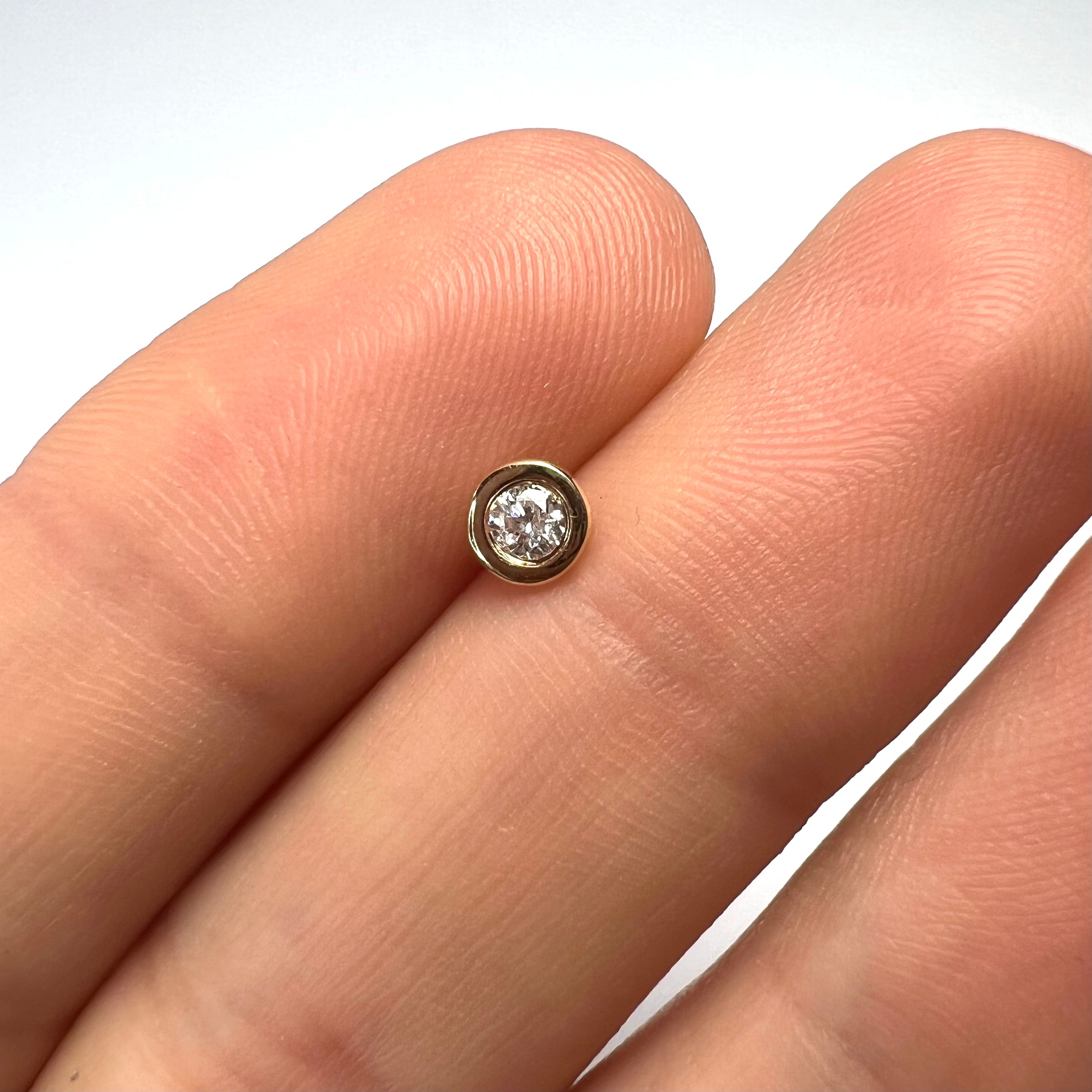 .11ct Natural Diamond 14K Yellow Gold Single Earring Stud 5mm