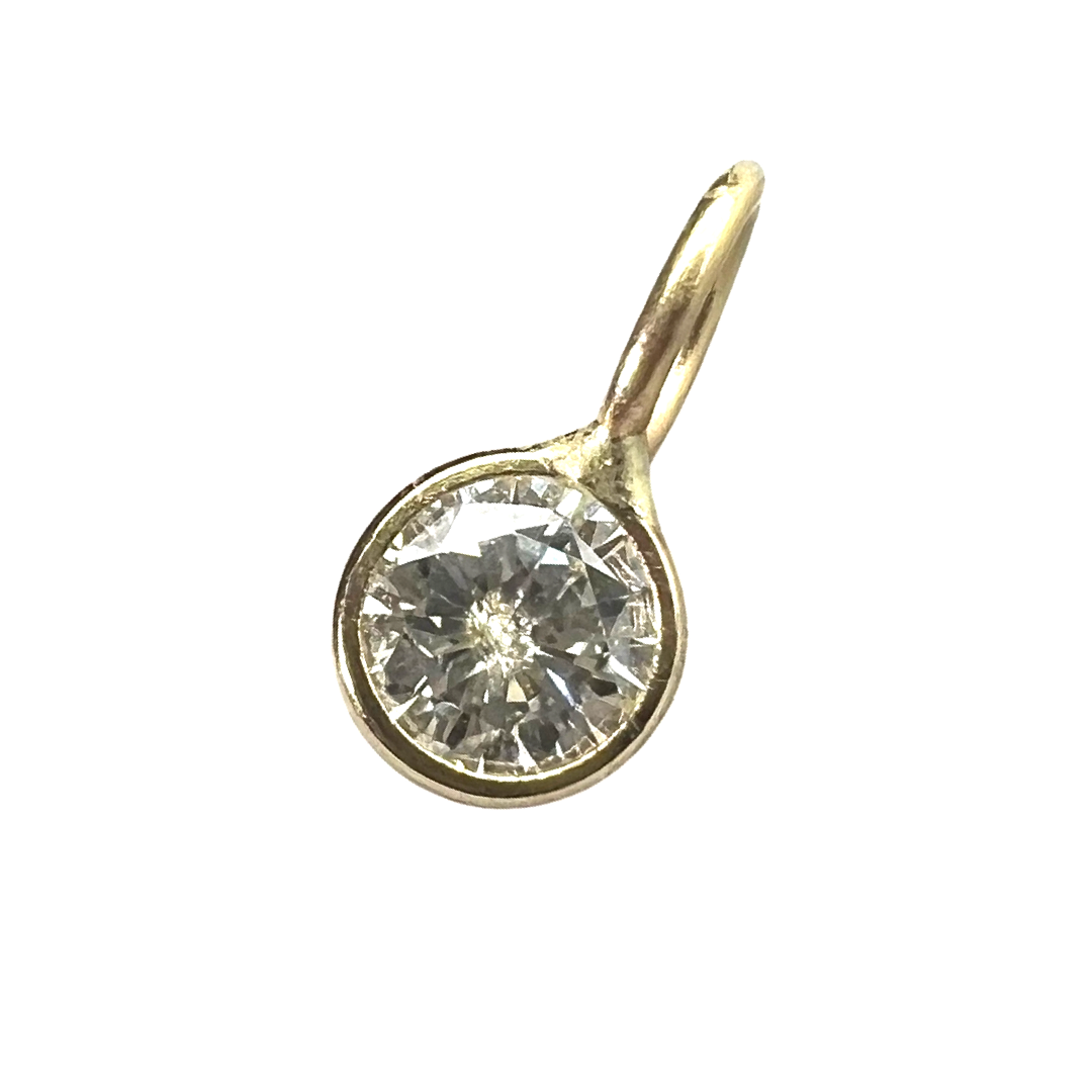 .31ct Round Diamond Pendant Charm 14K Yellow Gold 8.5x4mm