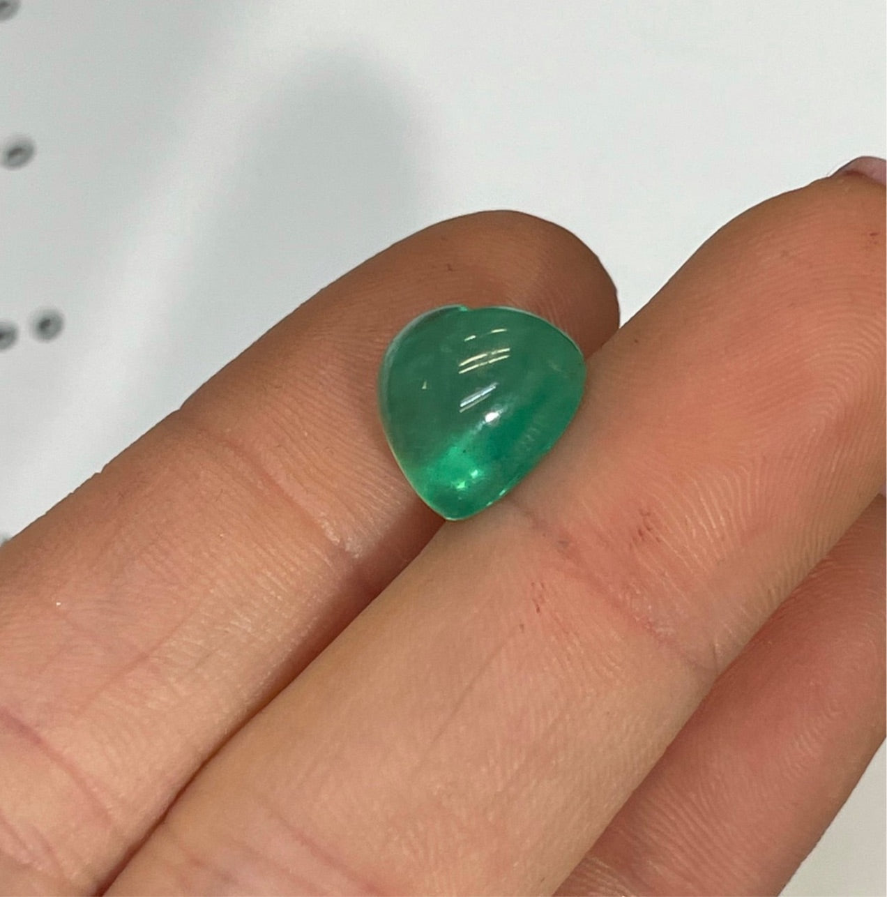 4.96CT Natural Emerald Loose Heart Cabochon 10x10mm