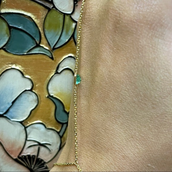 Emerald Hand Chain in solid 14k Yellow Gold