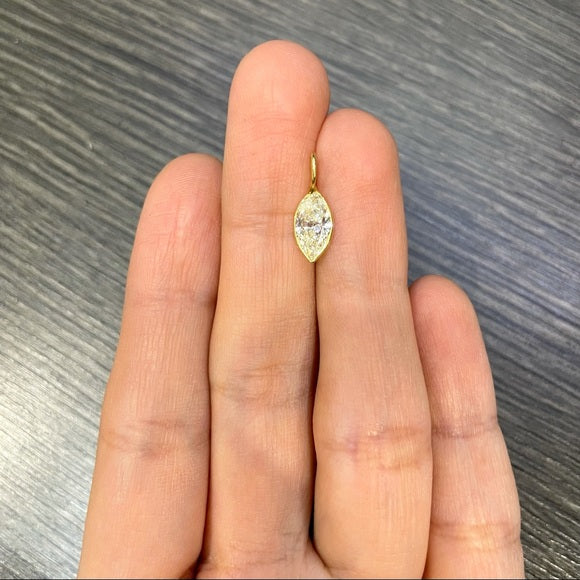 1.1CT Marquise Fancy Light Yellow Diamond Pendant Charm in solid 14k Yellow Gold