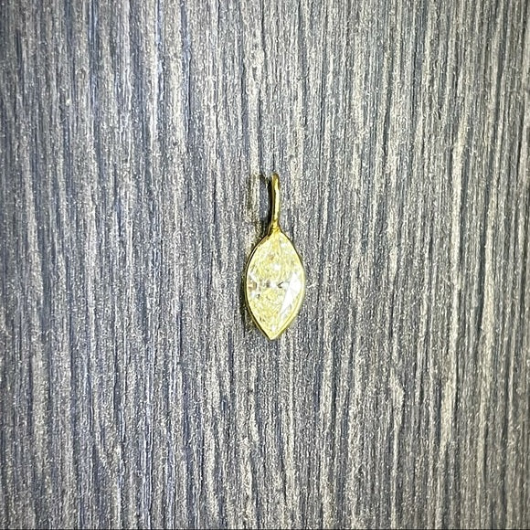 1.1CT Marquise Fancy Light Yellow Diamond Pendant Charm in solid 14k Yellow Gold