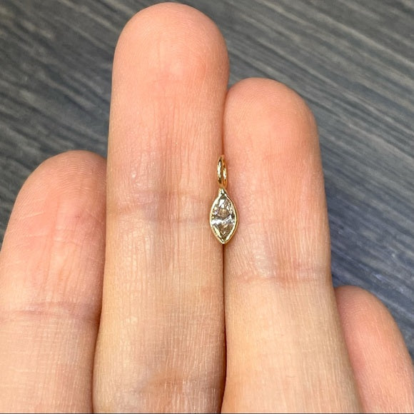 .25CT Champaign Diamond Marquise cut Pendant Charm in solid 14k Yellow Gold